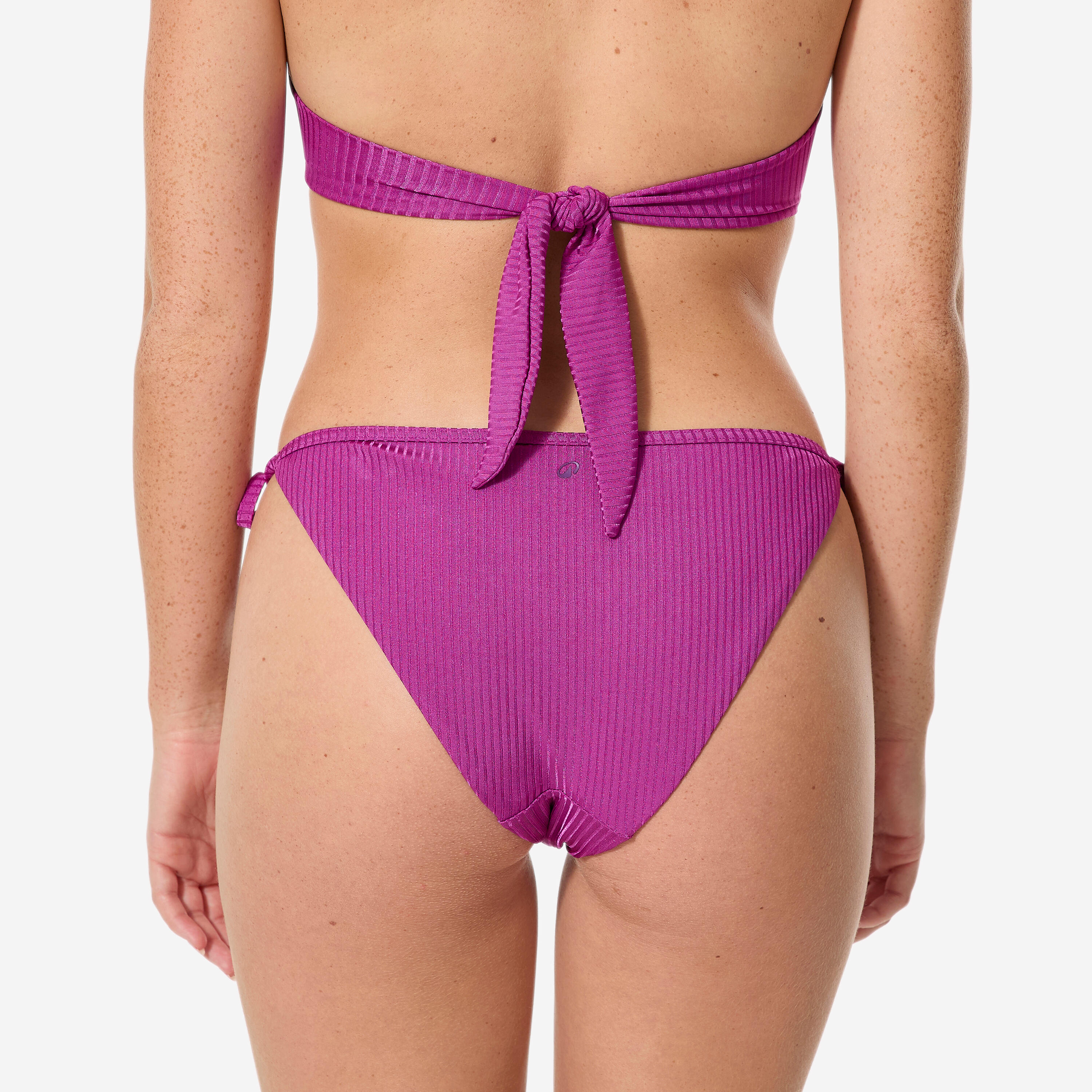 Bas de maillot de bain surf culotte nouée texturée femme, Sandy folk violet 2/5