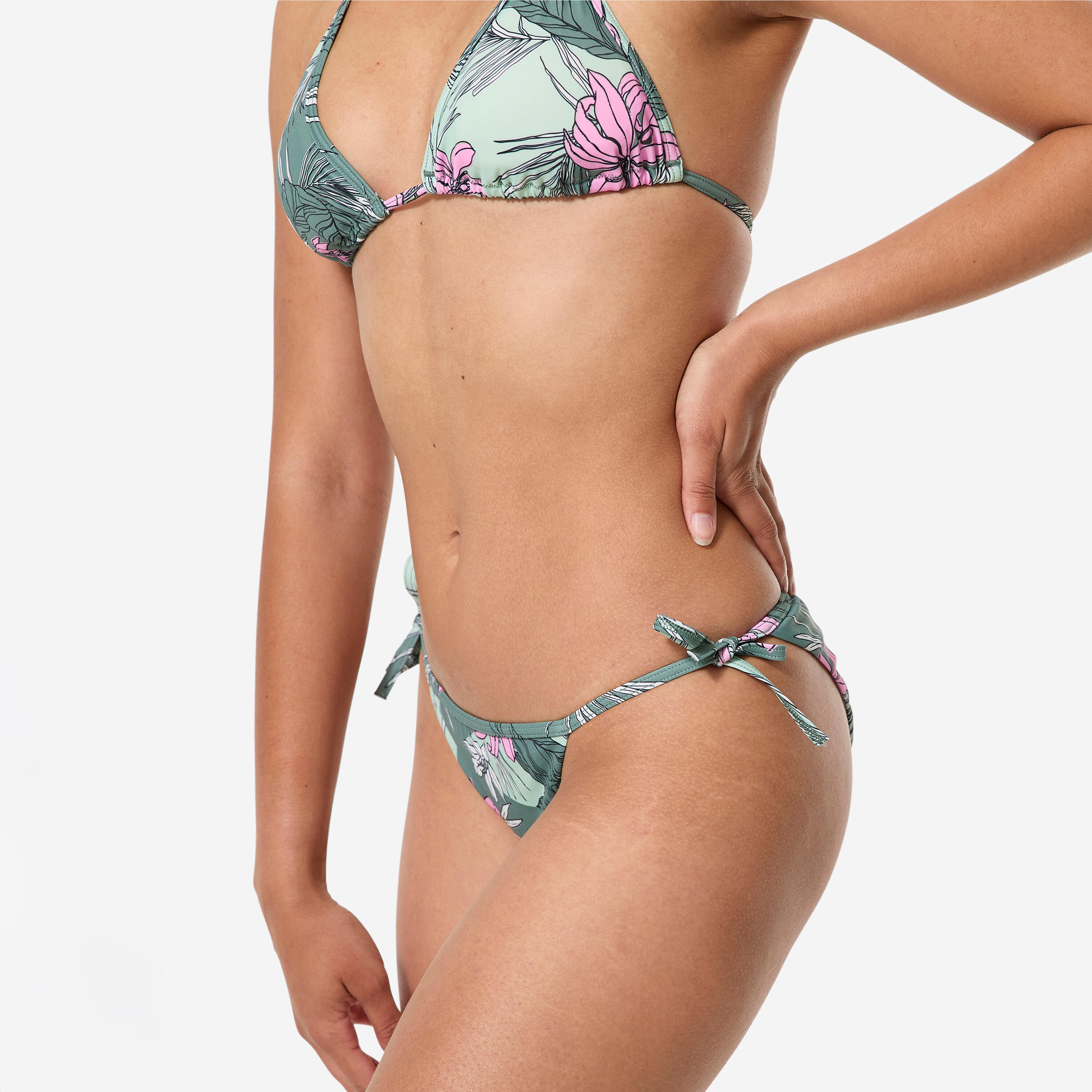 Surf-Bikini-Slip gebunden Damen, Sandy Numea khaki 4/6