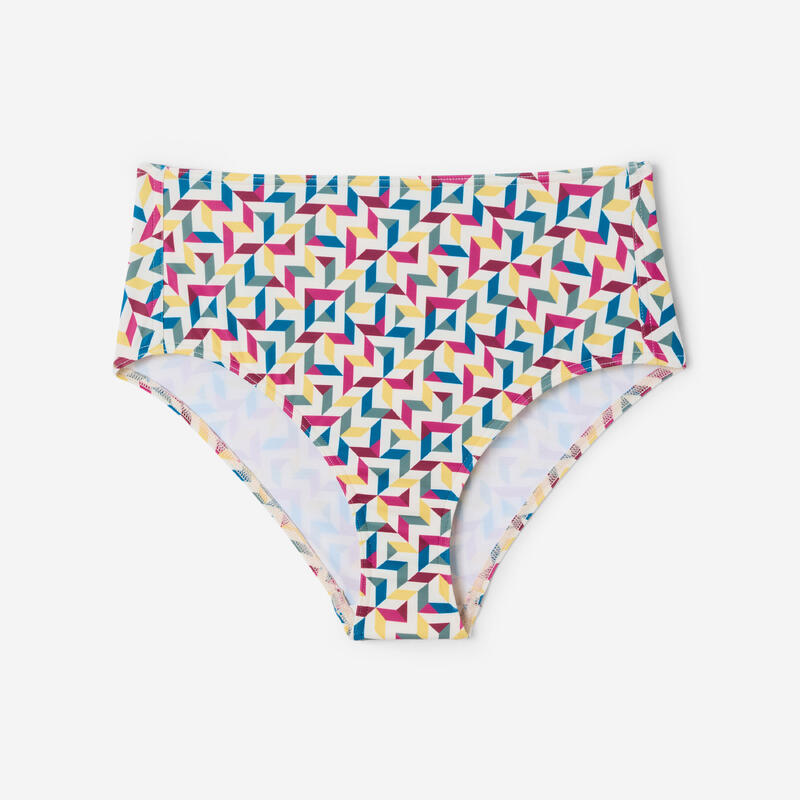 Slip de baie surf talie înaltă Mozaic Bej Damă