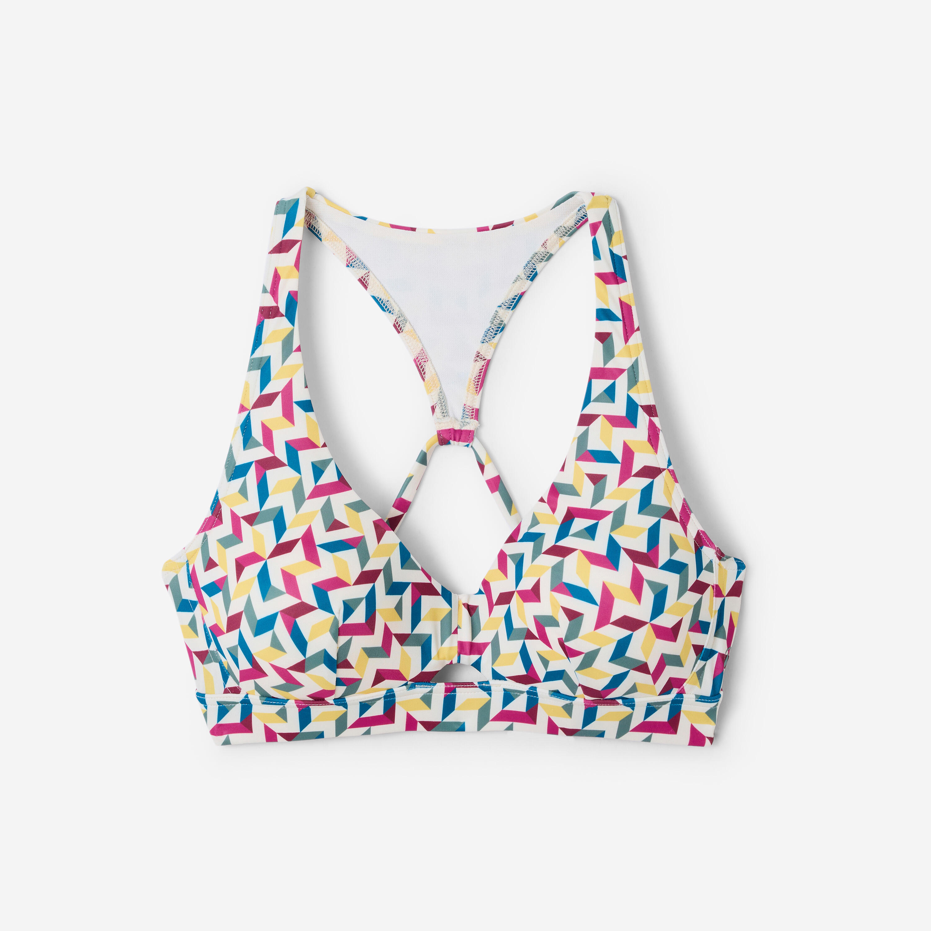Haut de maillot brassière surf femme, Agatha mosaïque beige 7/7
