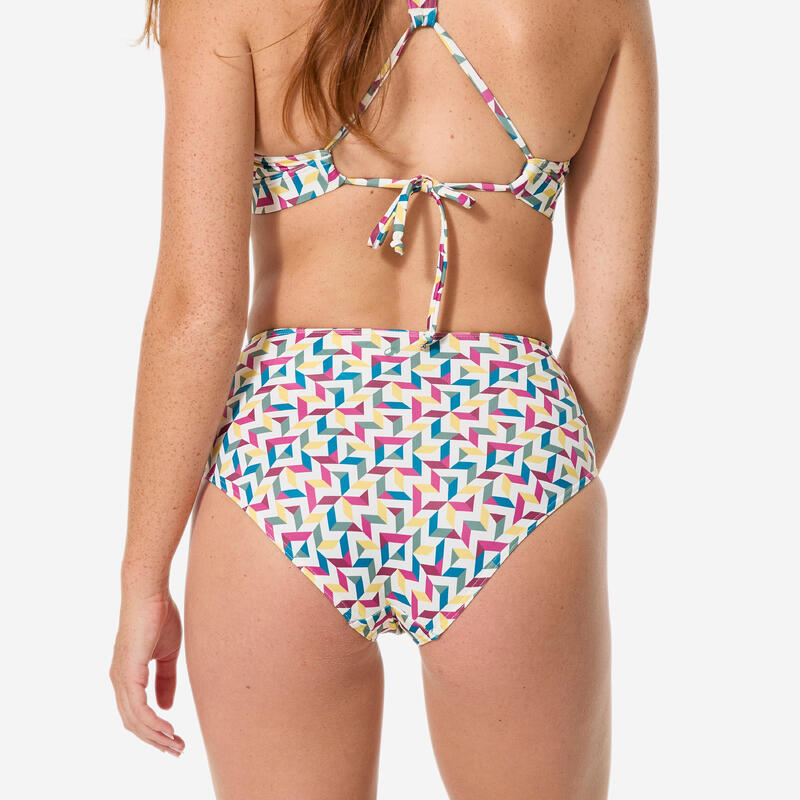 Slip de baie surf talie înaltă Mozaic Bej Damă