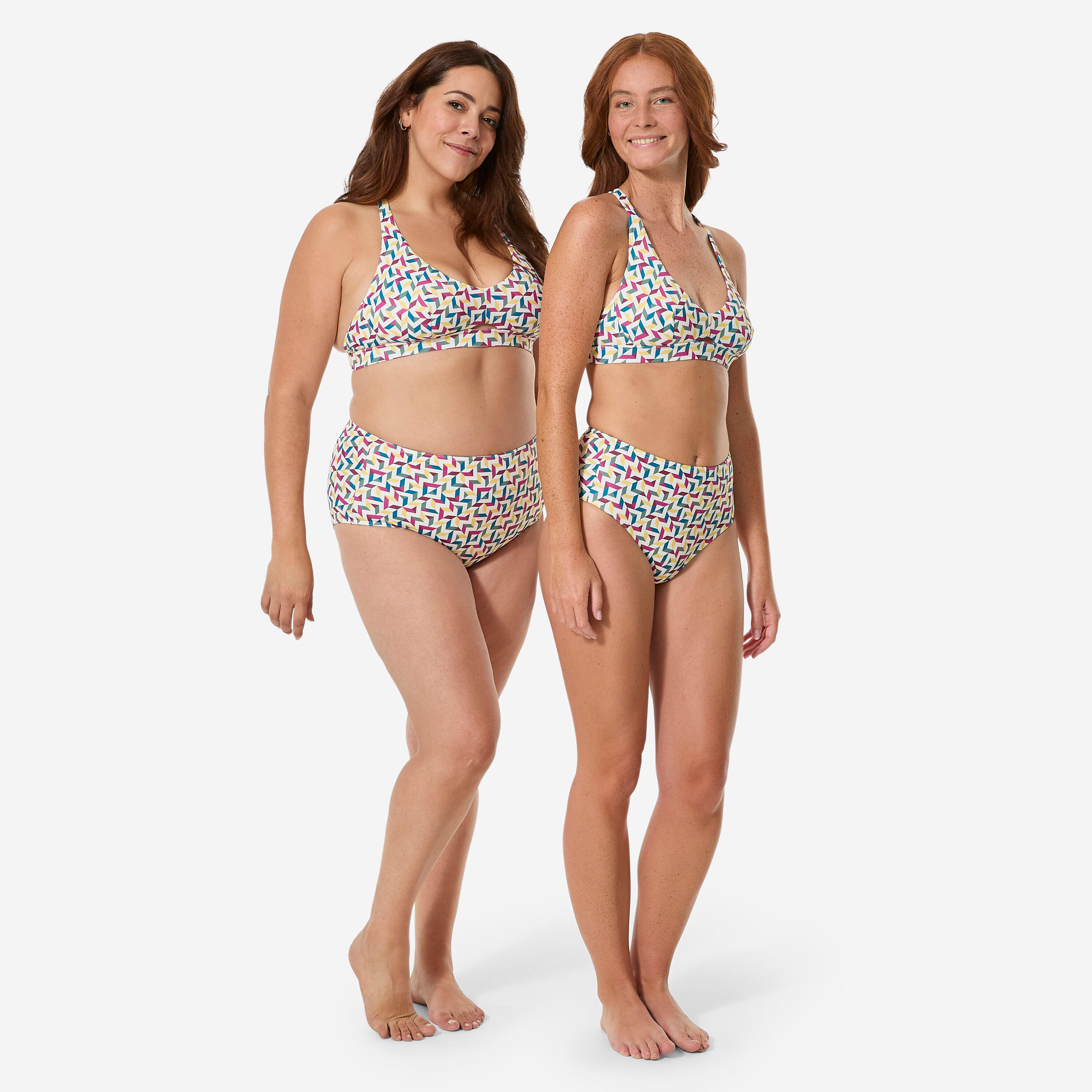 Haut de maillot brassière surf femme, Agatha mosaïque beige 2/7