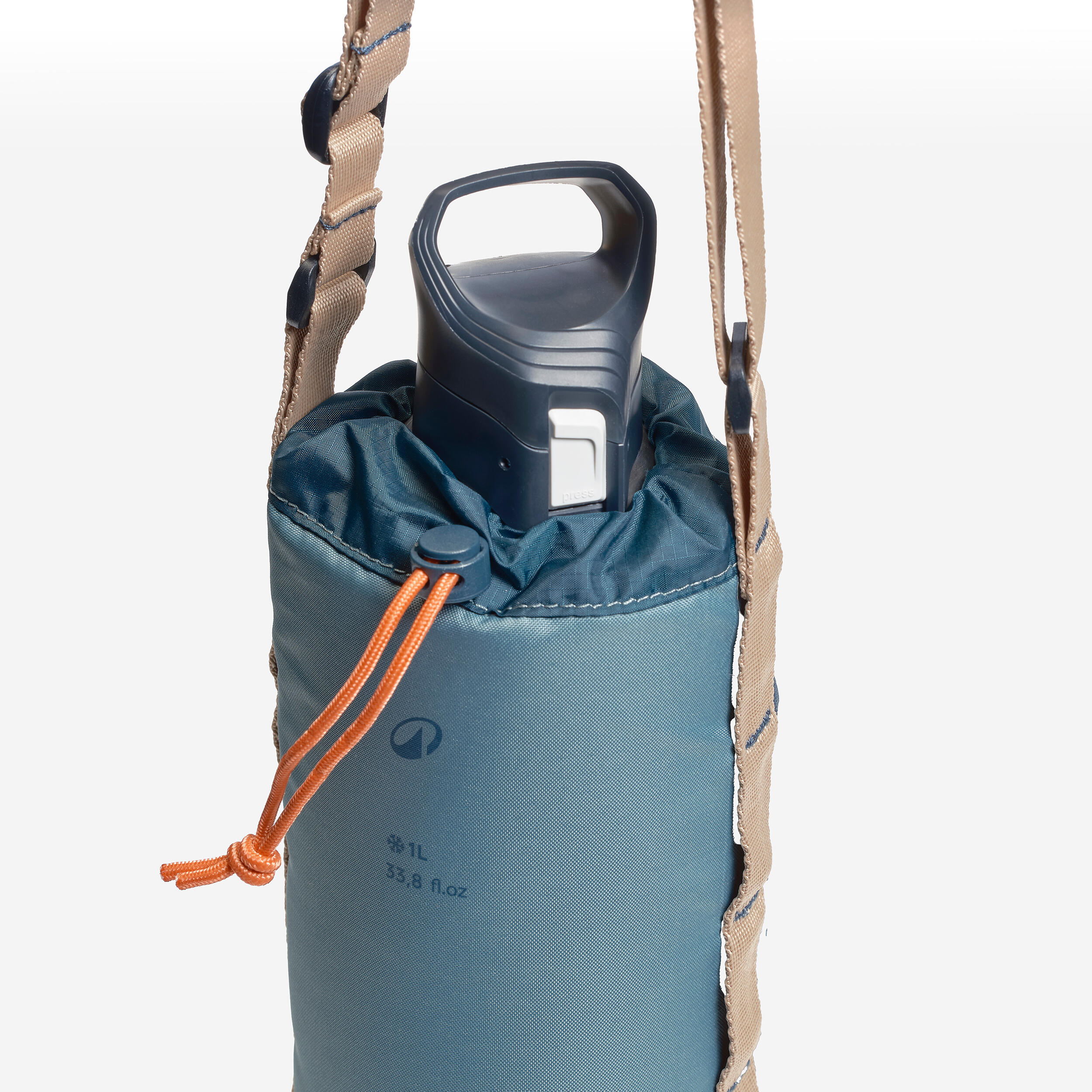 Housse isotherme pour bouteille de 1 L avec bandoulière et poche 2/3