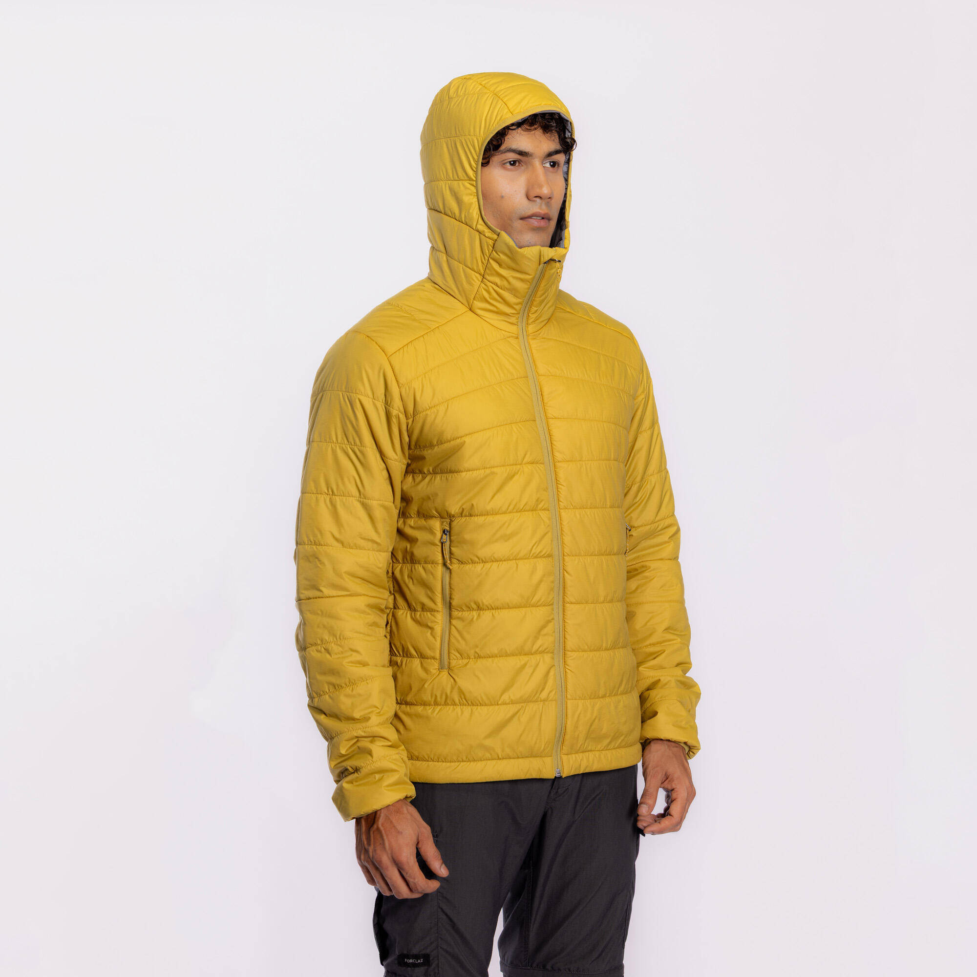 Men’s synthetic trekking down jacket with hood, MT100 -5°C - Khaki -  3