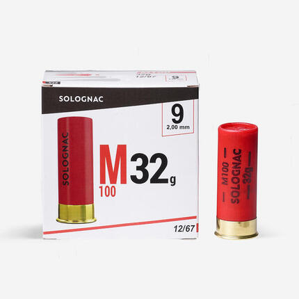 Cartucho Caza Solognac M100 32 gr Calibre 12/67 Perdigón N.° 9 X 25