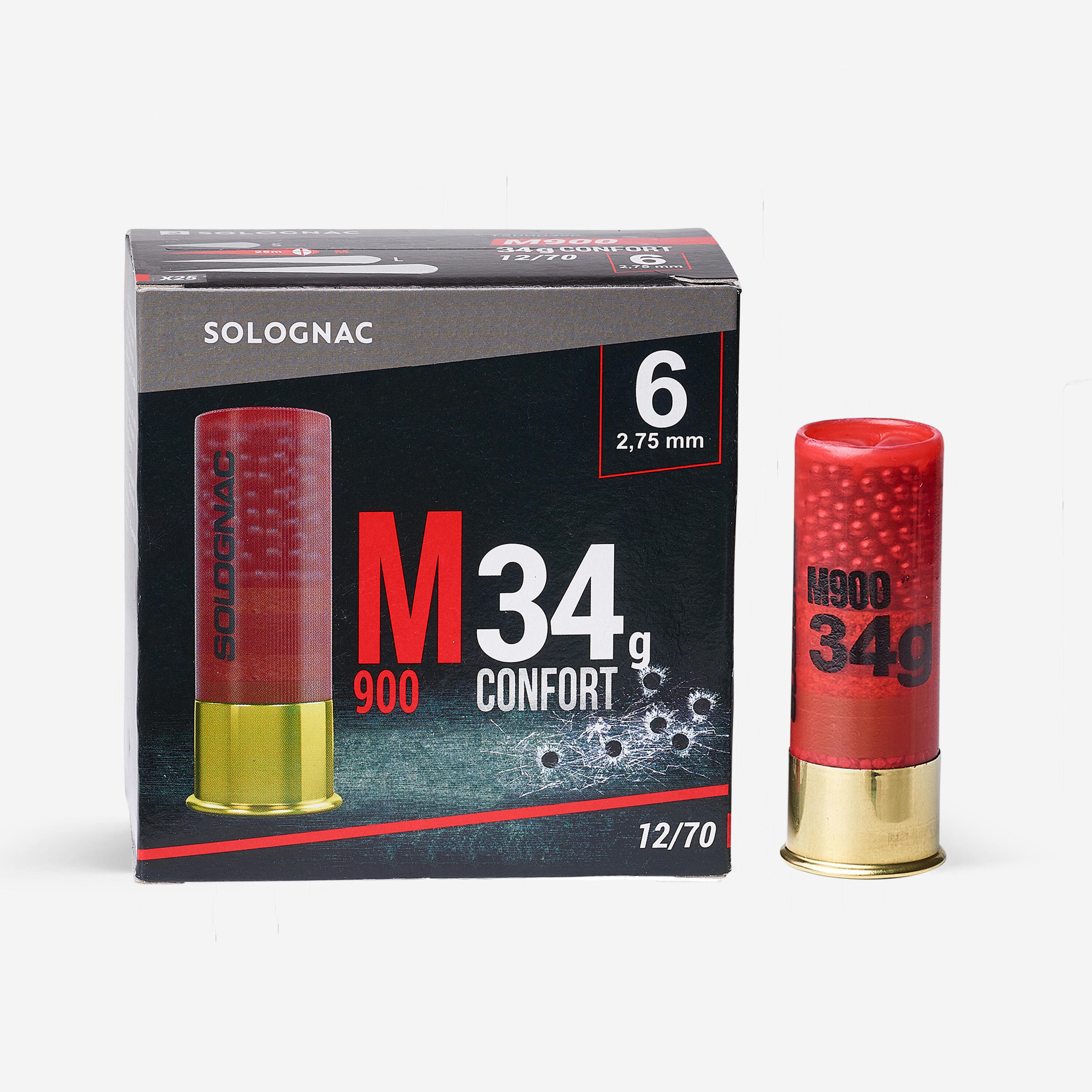 CARTOUCHE M900 34g CONFORT CALIBRE 12/70 PLOMB N°6 X25 1/5