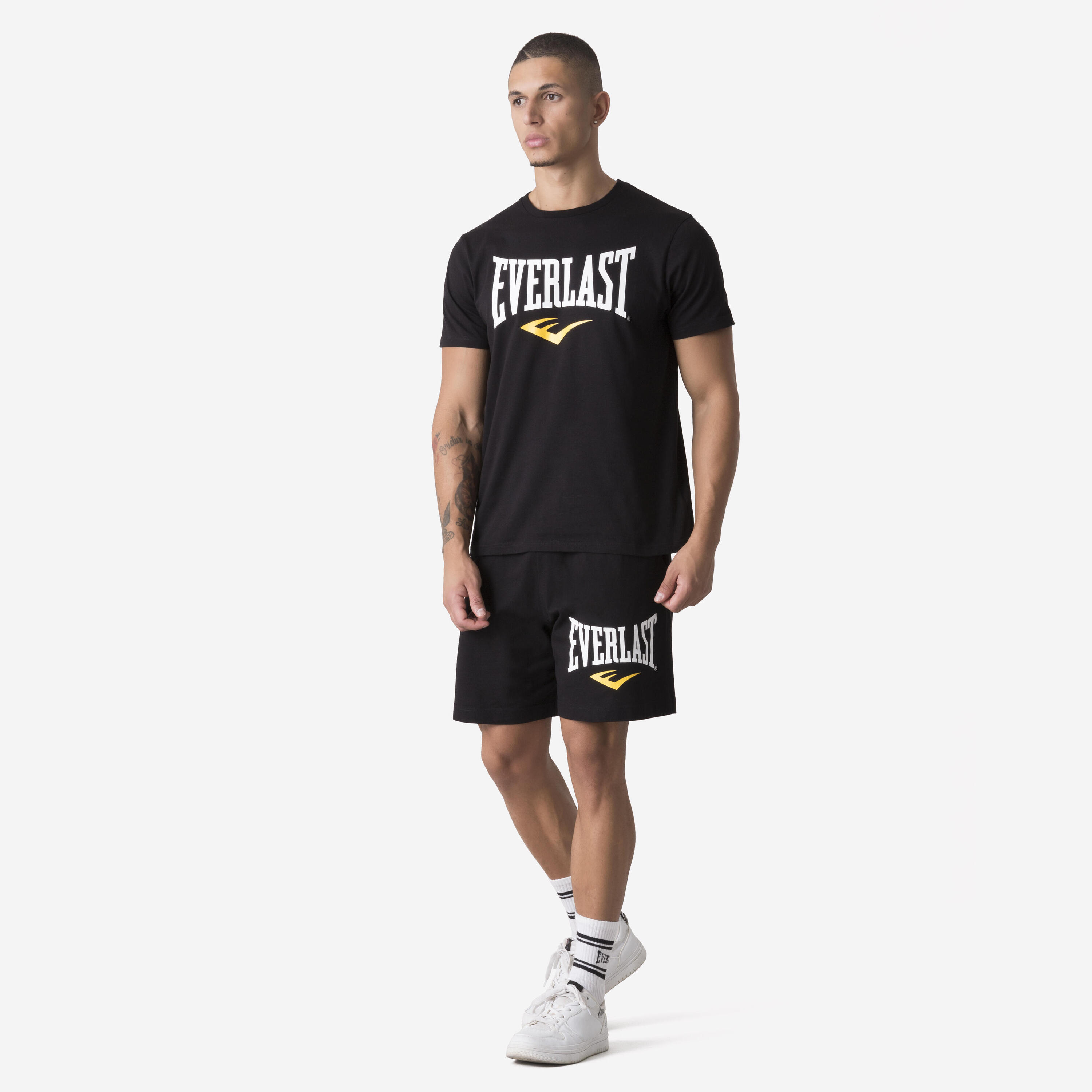Pantaloncini Everlast uomo palestra regular fit cotone neri 2/4