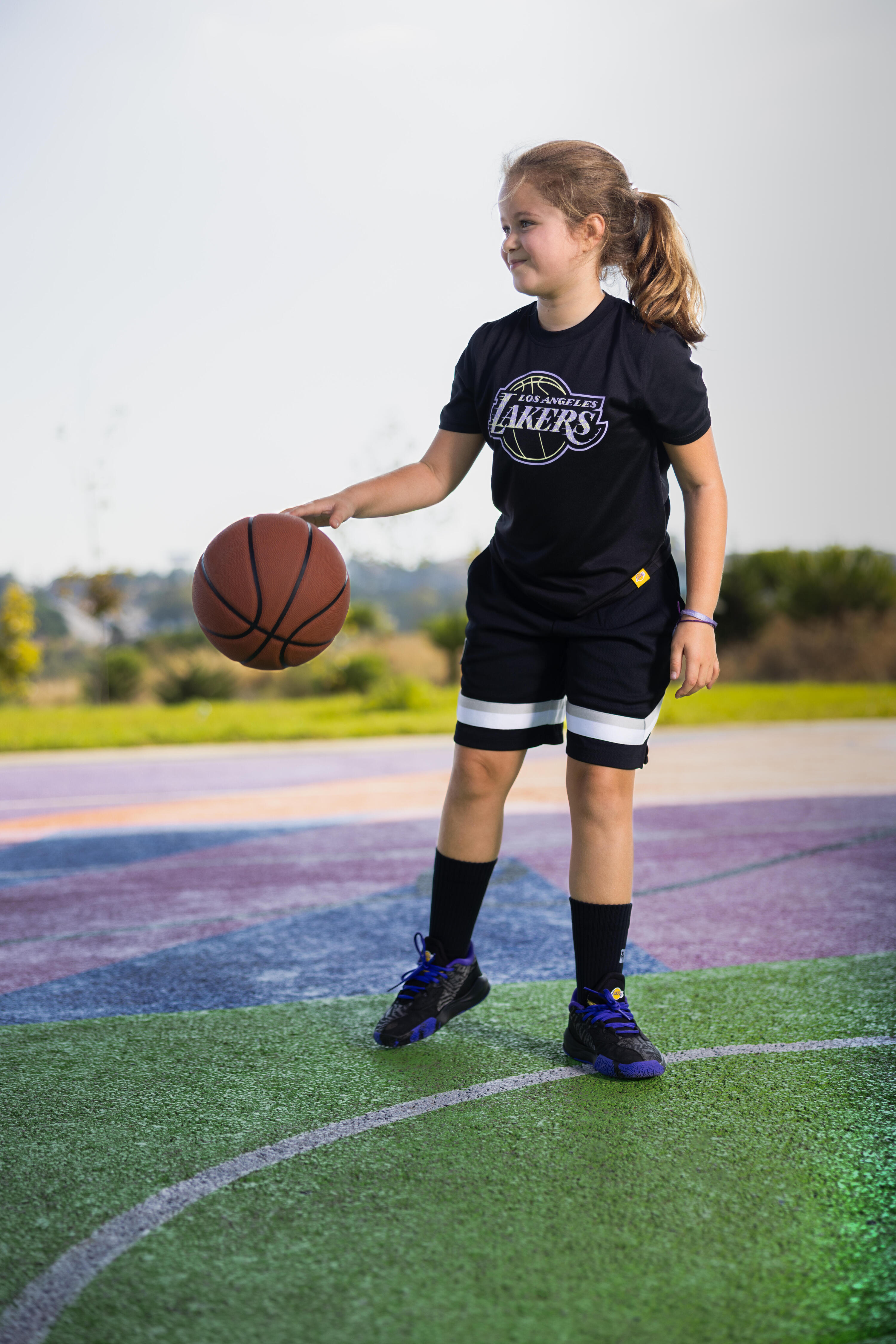 Playera de básquetbol negra para niños/junior NBA Lakers TS900 9/10