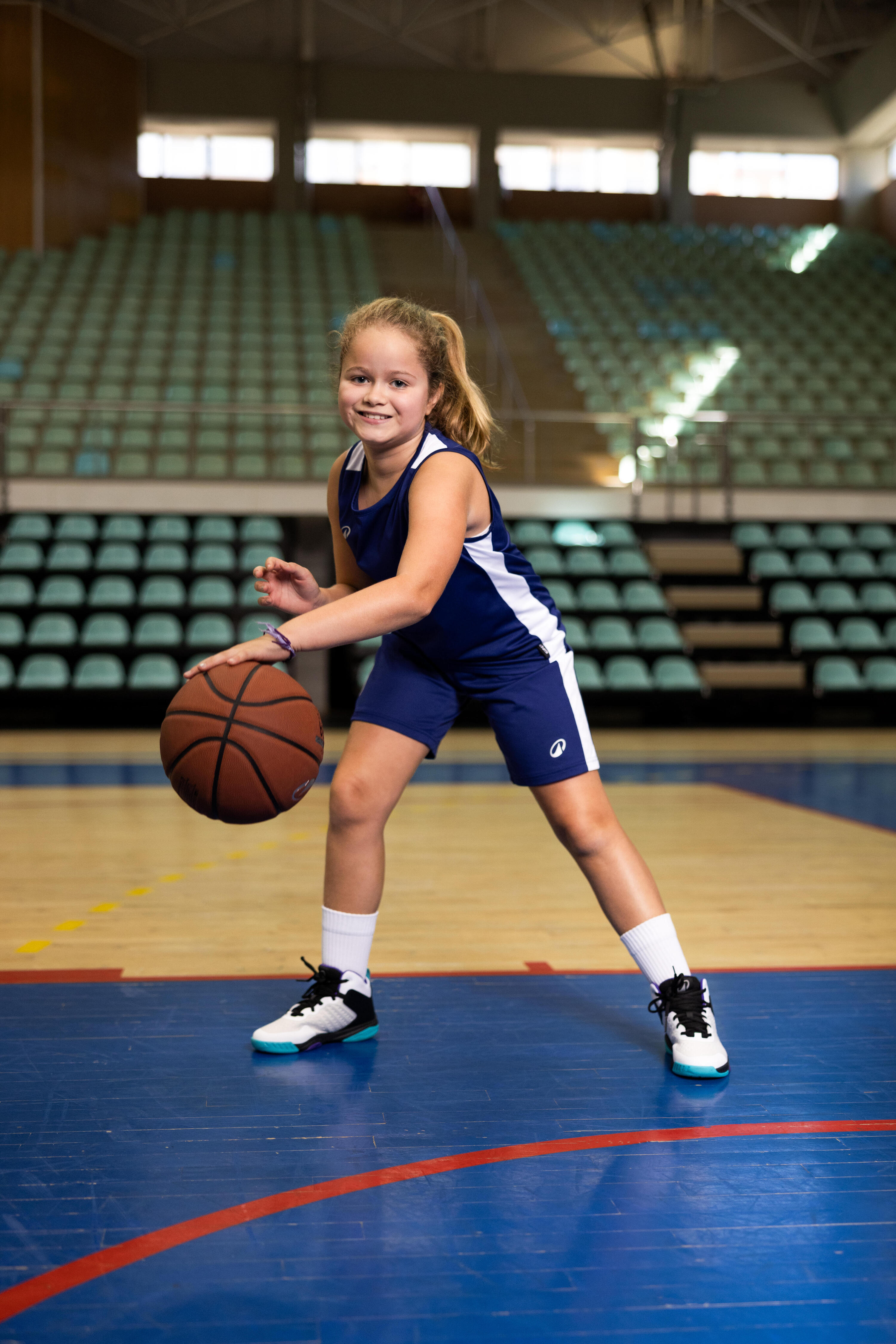 Kinder-Basketballtrikot, Tank 100, Marineblau 2/8