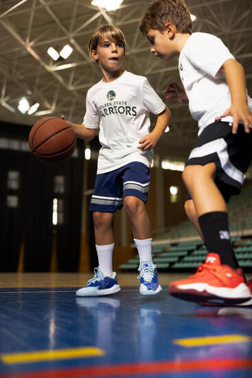 T-shirt de basketball NBA WARRIORS enfant / junior - TS900 blanc coton