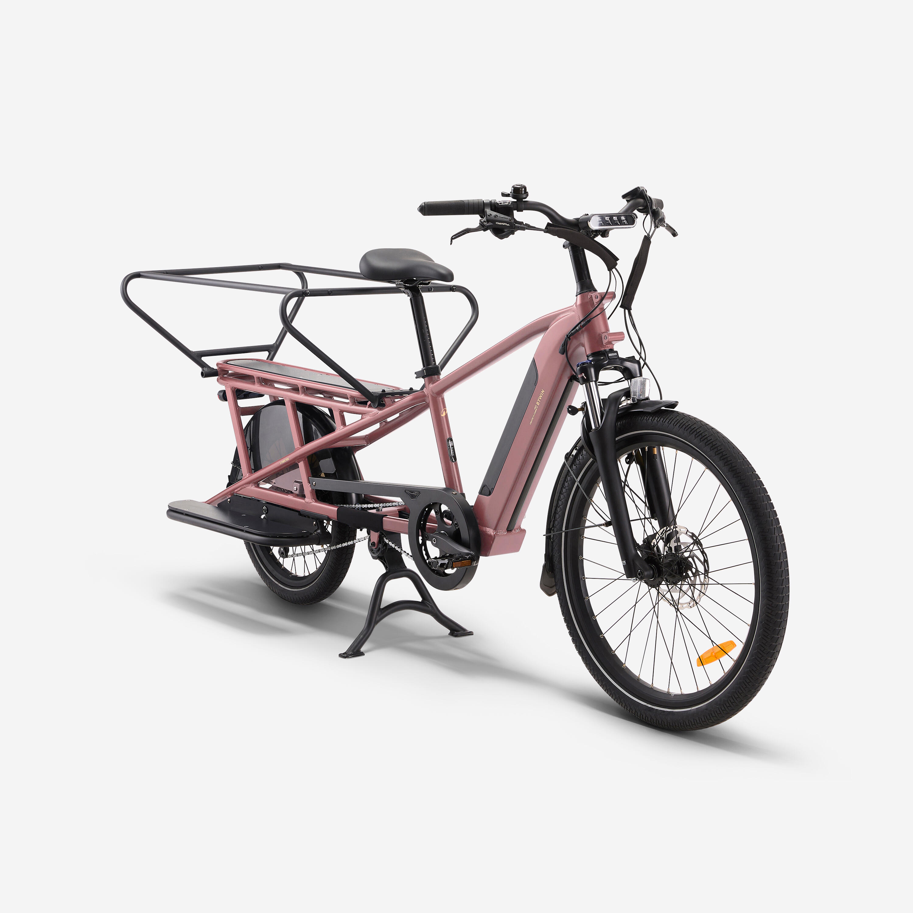 Velo cargo électrique longtail, E-three 500 rose taupe 2/19