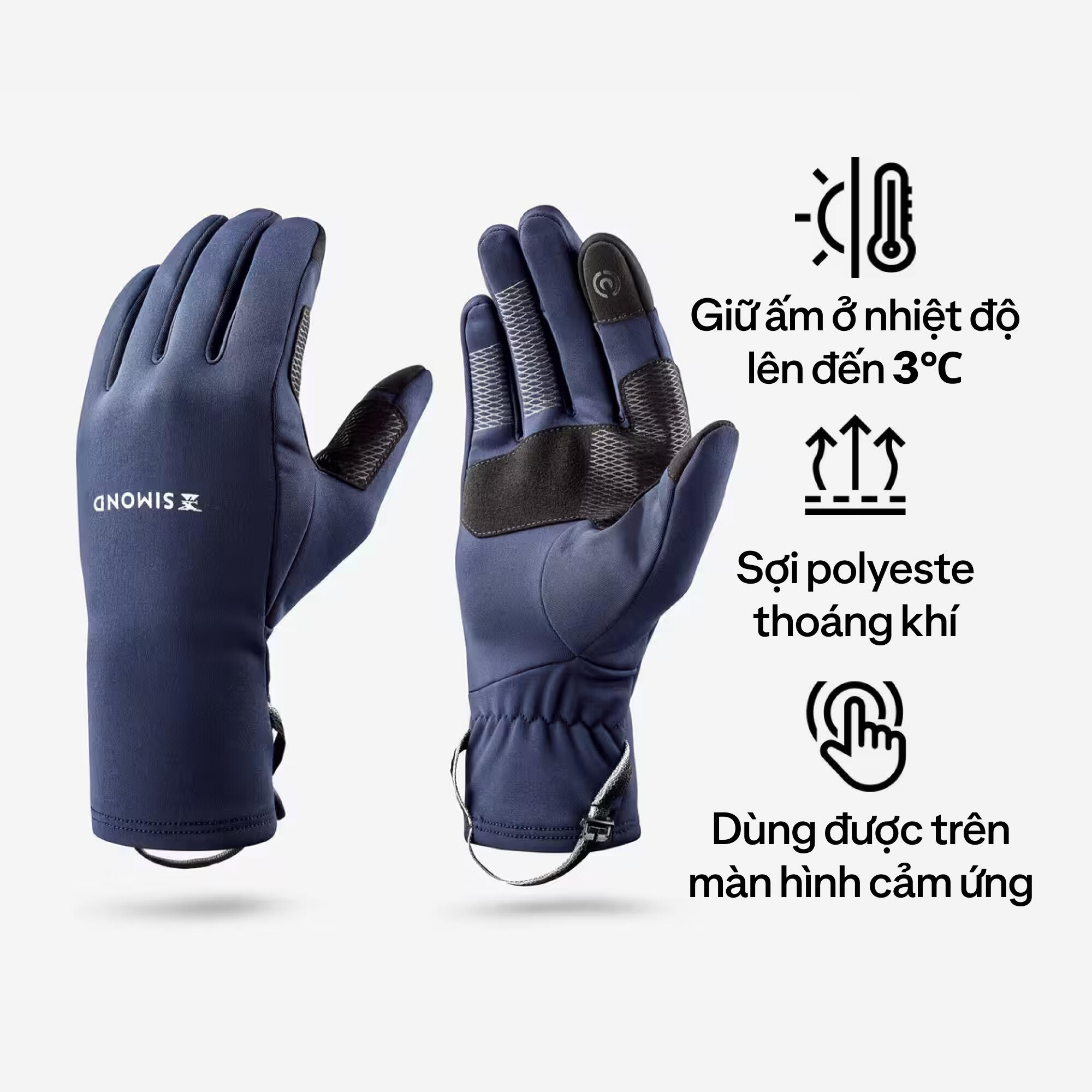Luvas táteis e extensíveis de trekking adulto, MT500 azul 10/24