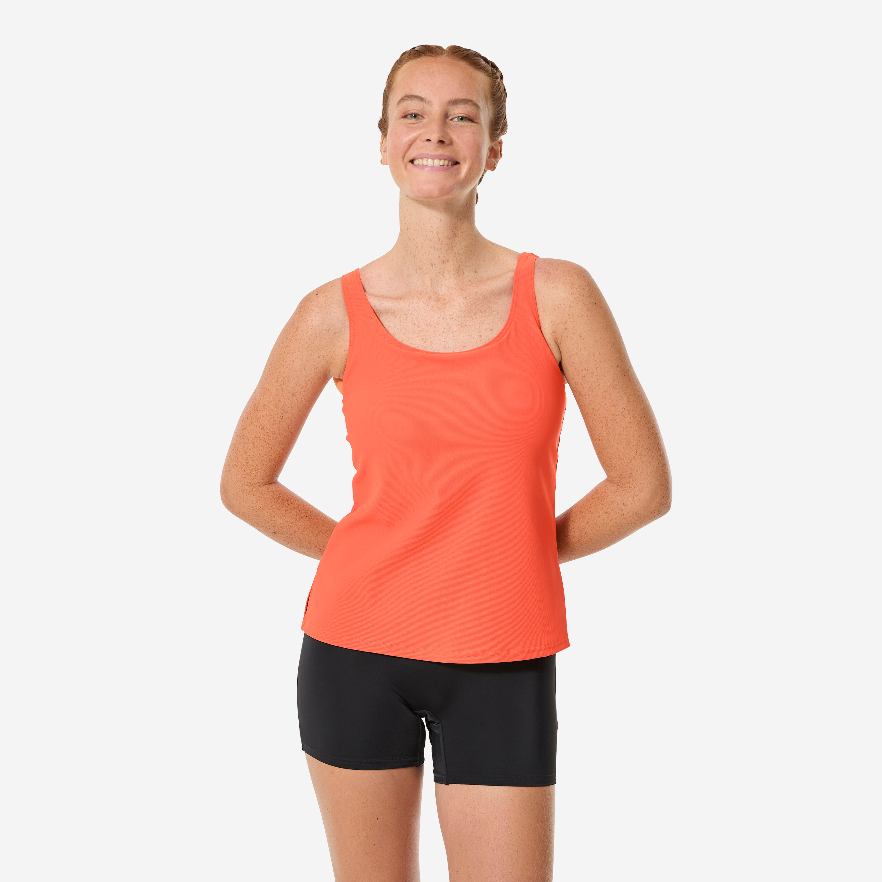 Women’s aquafitness swimming shorty tankini 1-piece swimsuit, Heva terracotta