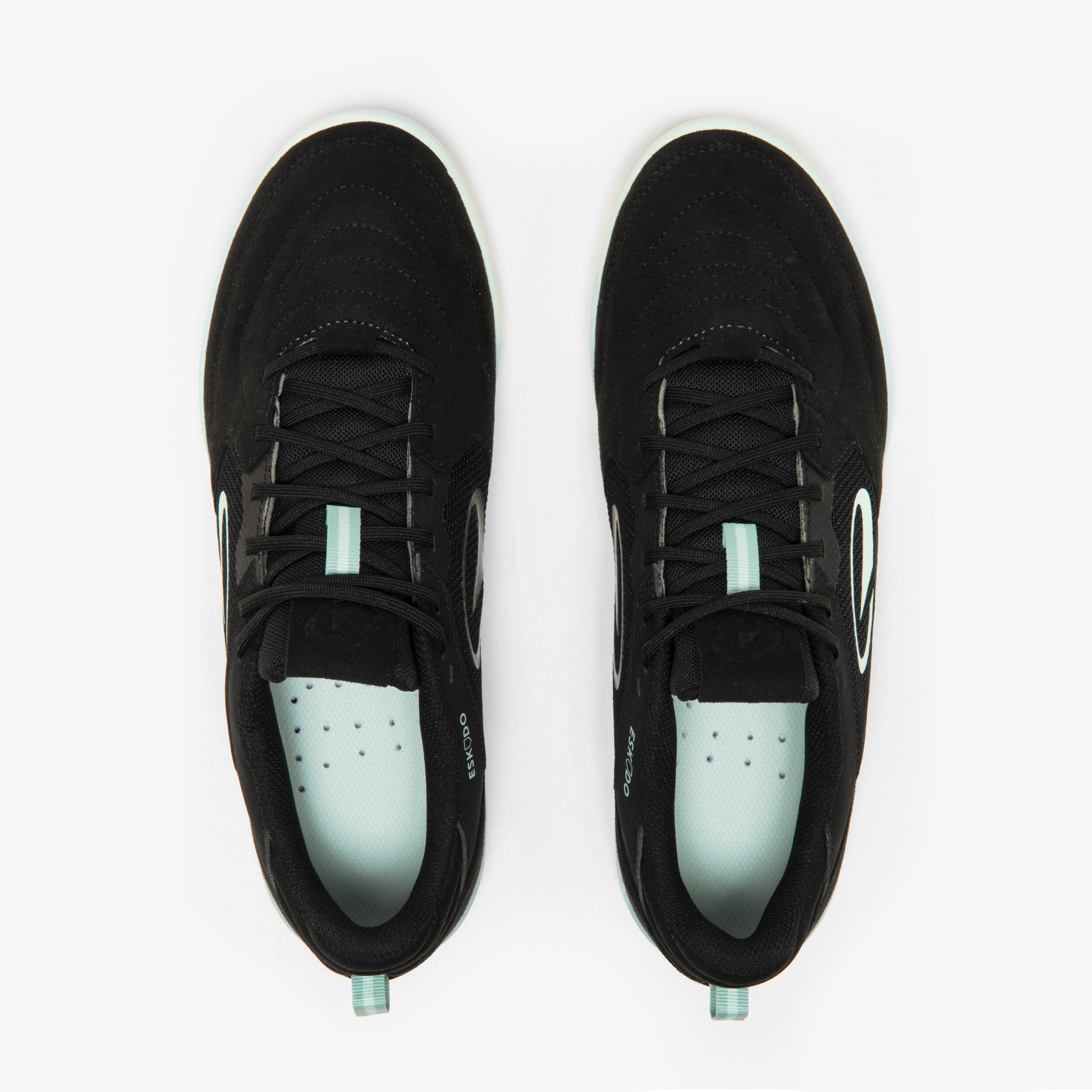 Chaussures de futsal adulte, Eskudo Suede Sala noir et vert 7/9