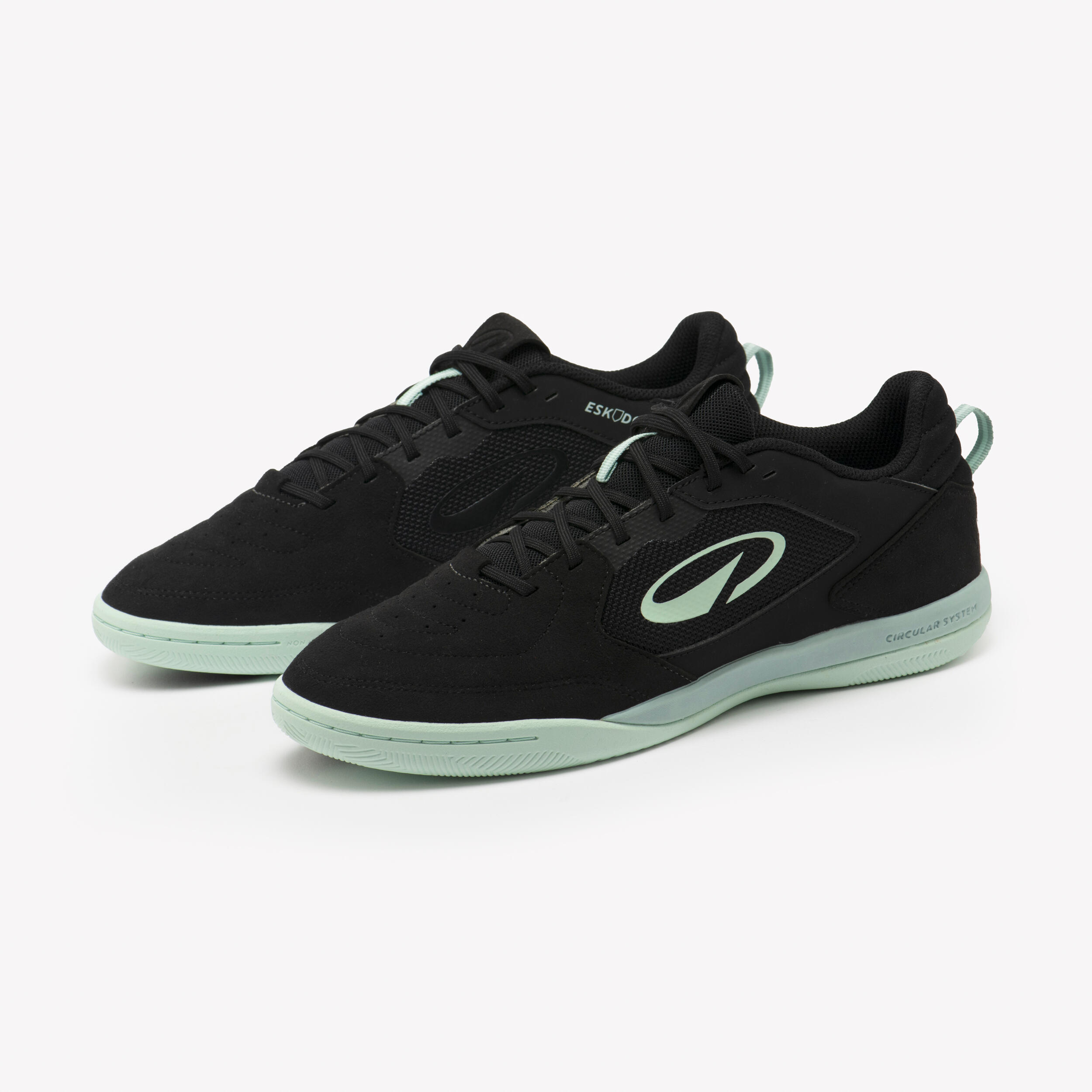 Chaussures de futsal adulte, Eskudo Suede Sala noir et vert 2/9