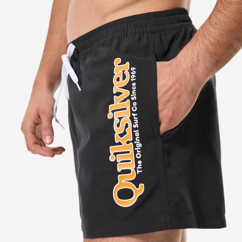 Șort de baie Boardshort surf Quiksilver court 15' talie elastică Negru