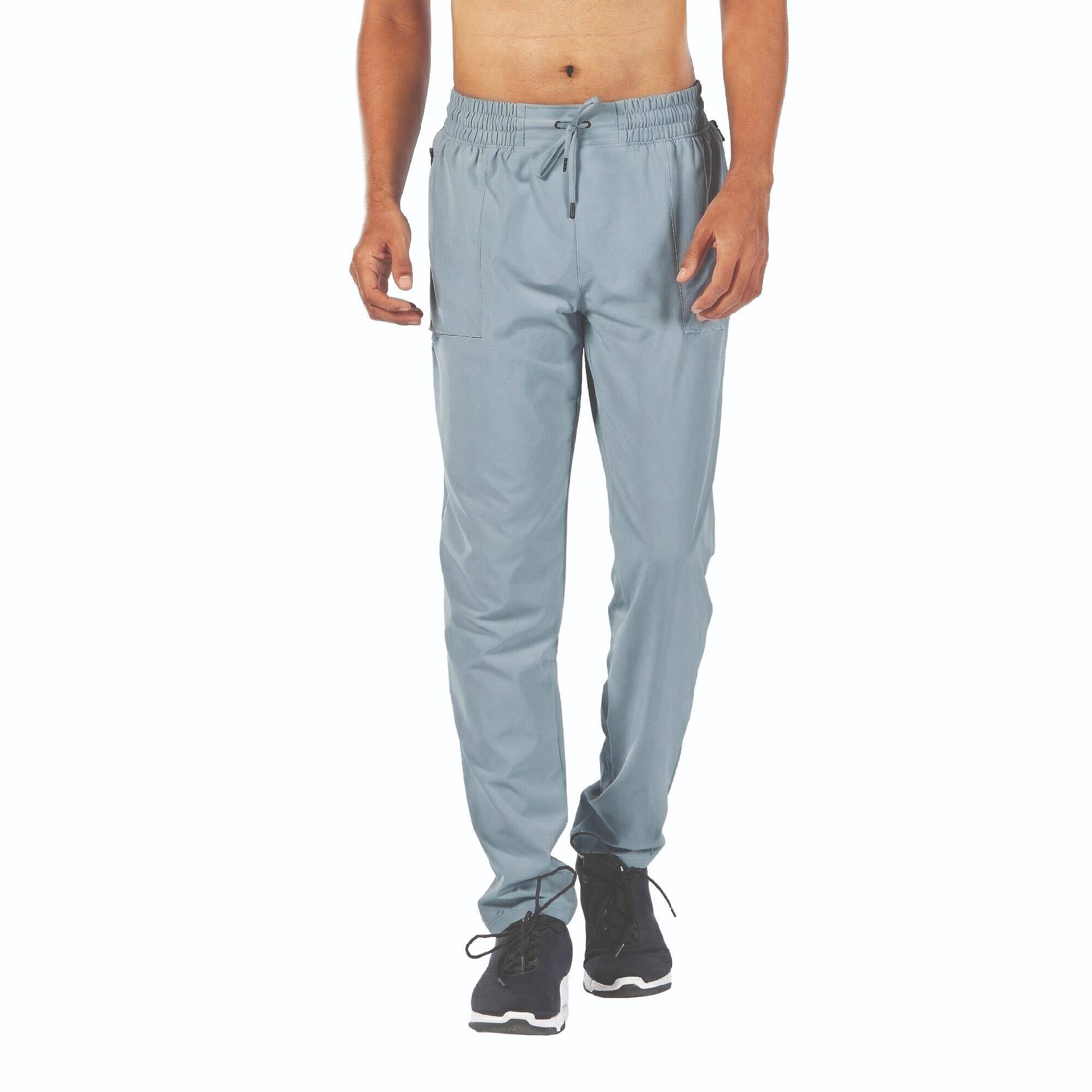 Men Gym Trackpant Convertible, Jog Fit, Quick Dry, Zip Pockets, 500 - Rainy Blue