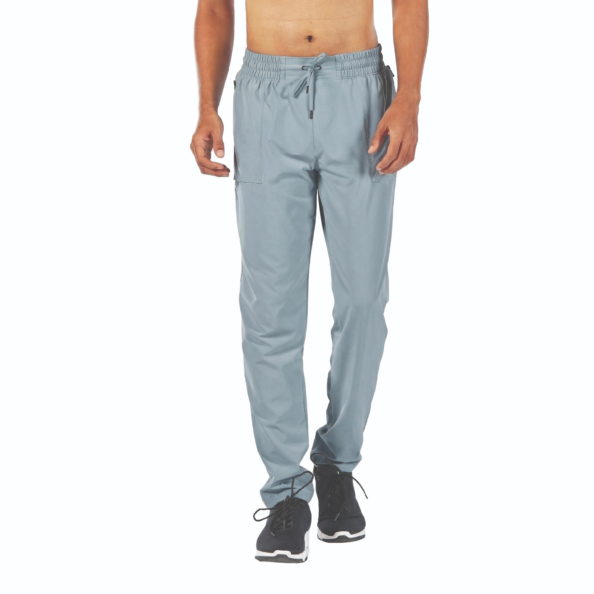 Men Gym Trackpant Convertible, Jog Fit, Quick Dry, Zip Pockets, 500 - Rainy Blue