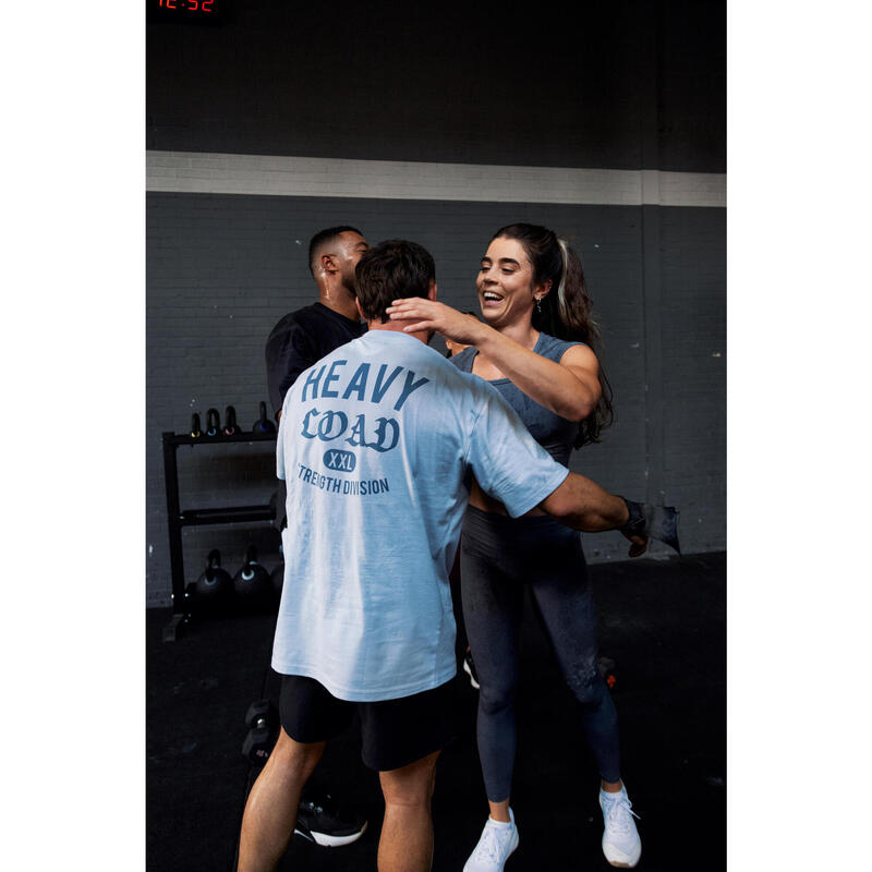 Tricou larg pentru bodybuilding Albastru Bărbați