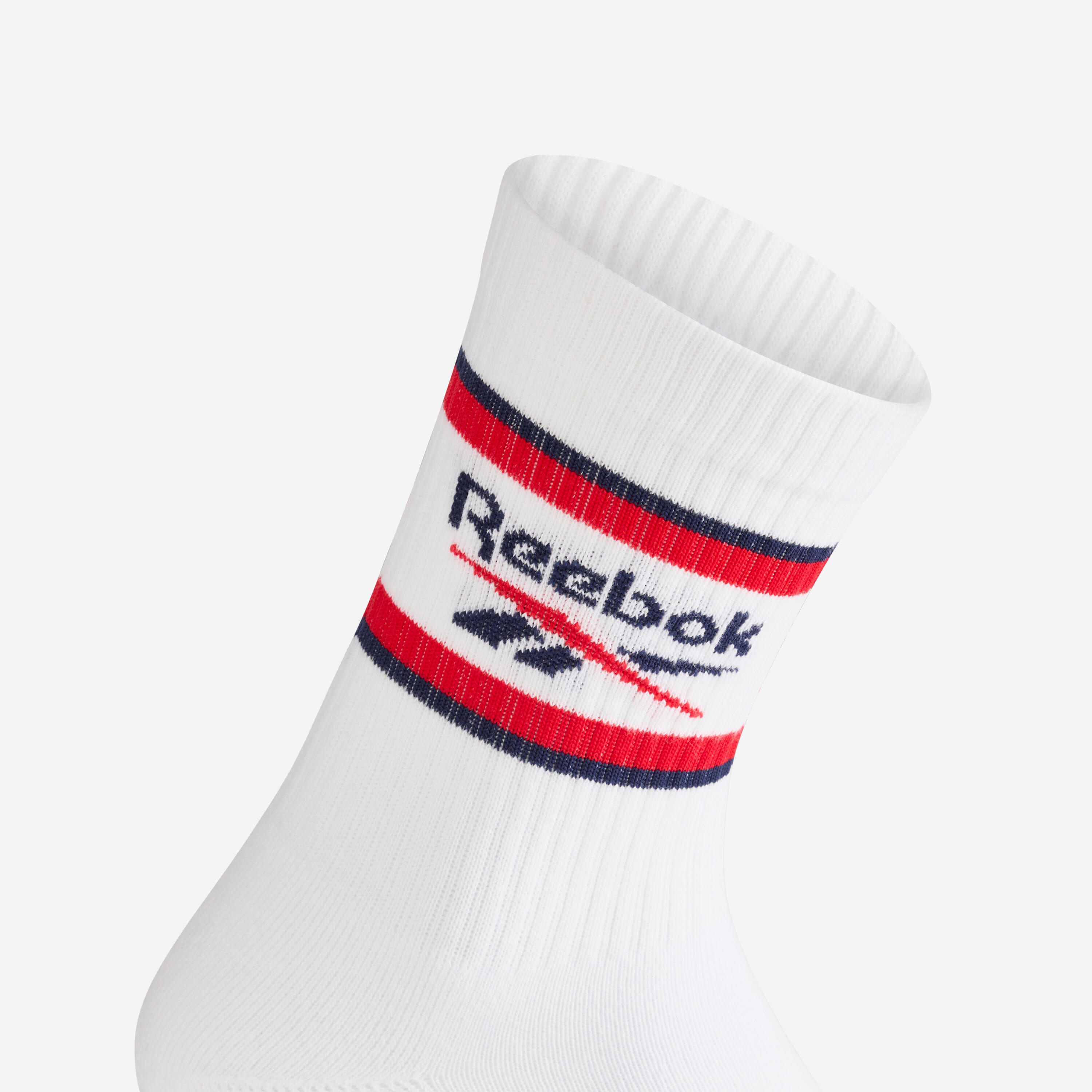 Hohe Sportsocken, 3er-Pack für Erwachsene, Reebok, weiss mit Muster 3/5