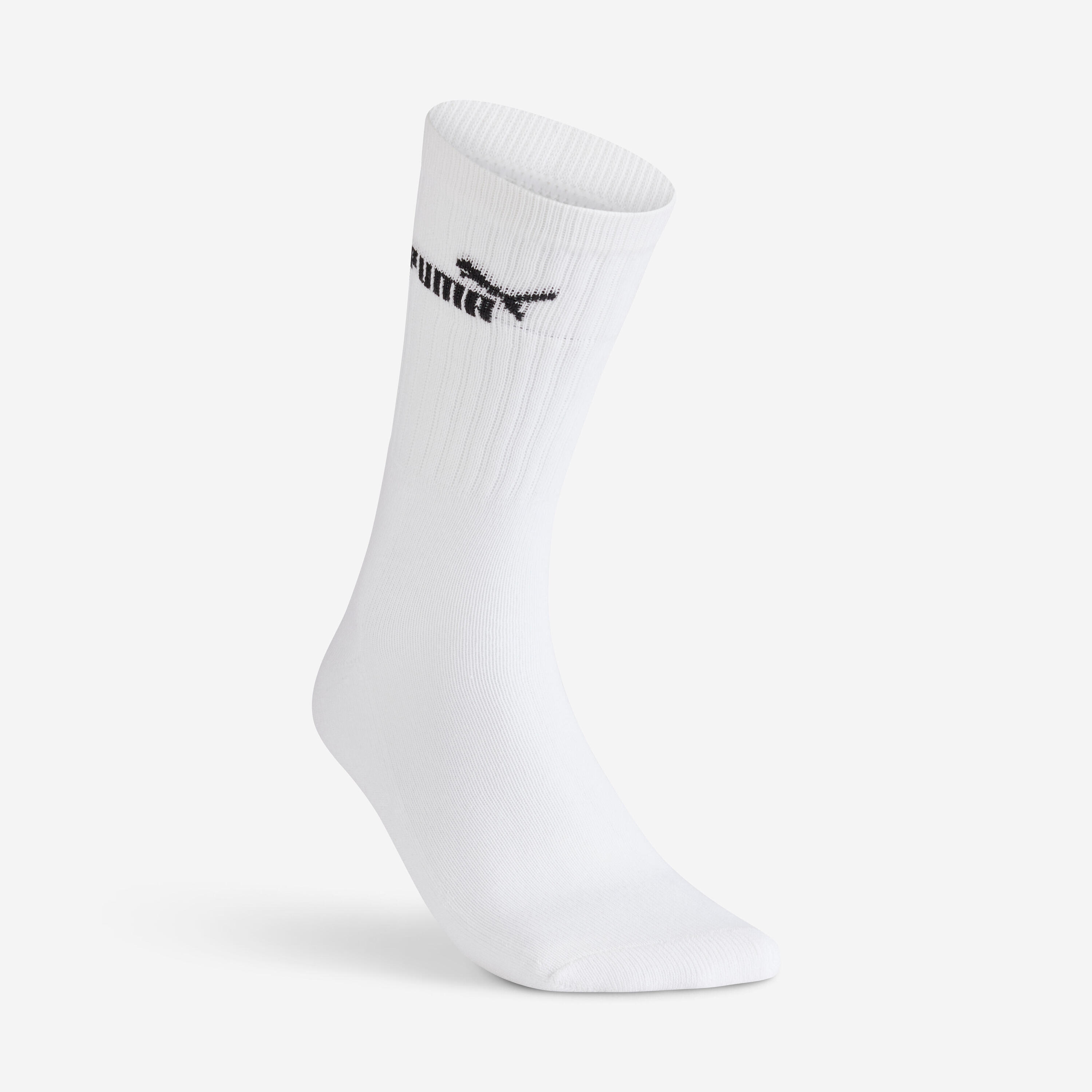 Chaussettes de sport hautes lot de 3 paires enfant, Puma JR high blanc gris noir 2/5