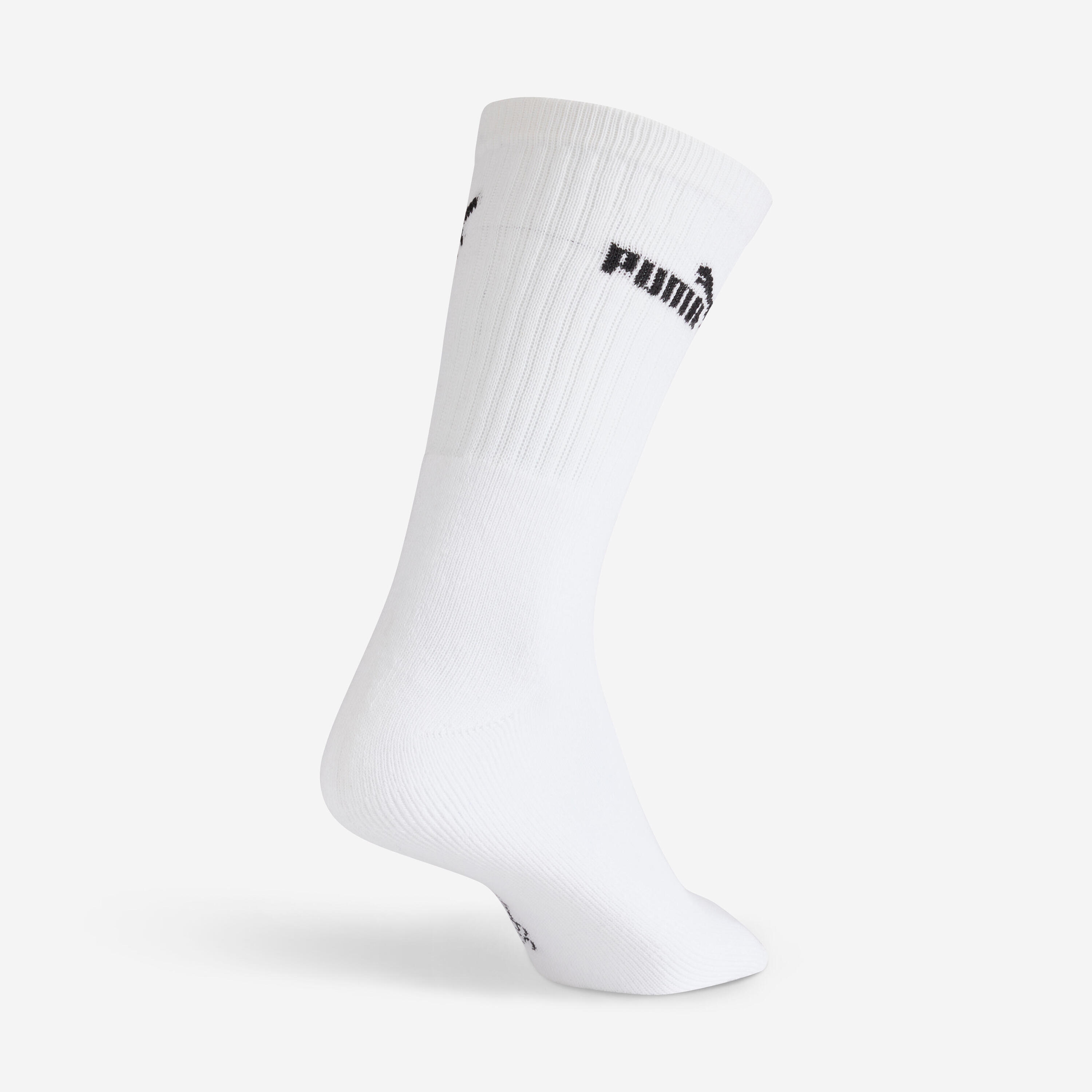 Chaussettes de sport hautes lot de 3 paires enfant, Puma JR high blanc gris noir 4/5