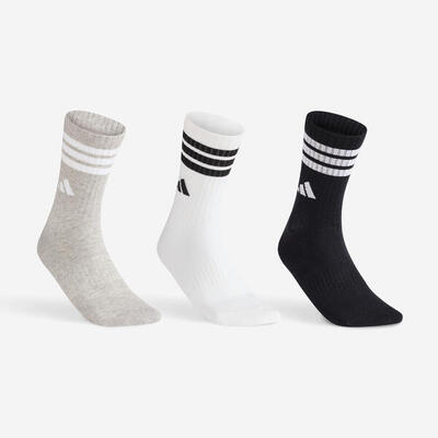 Calcetines largos de deporte lote de 3 pares adulto, adidas High negro blanco gris