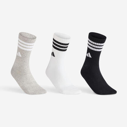 Calcetines largos de deporte lote de 3 pares adulto, adidas High negro blanco gris