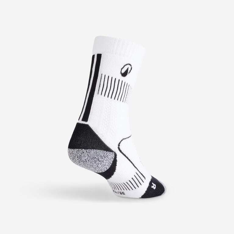 Black Decathlon RS 100 high sports sock with a ribbed crew-length design