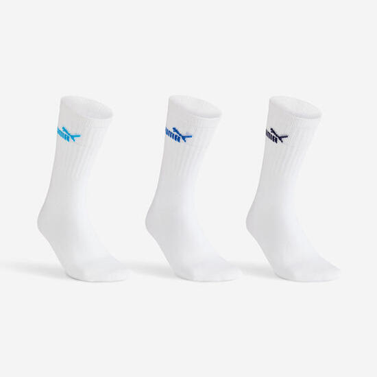 Chaussettes de sport hautes lot de 3 paires adulte, Puma High blanc