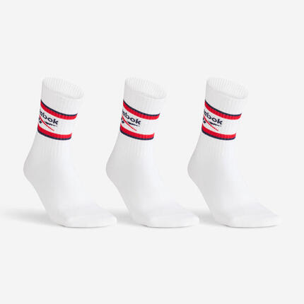 Chaussettes de sport hautes lot de 3 paires adulte, Reebok blanc motif