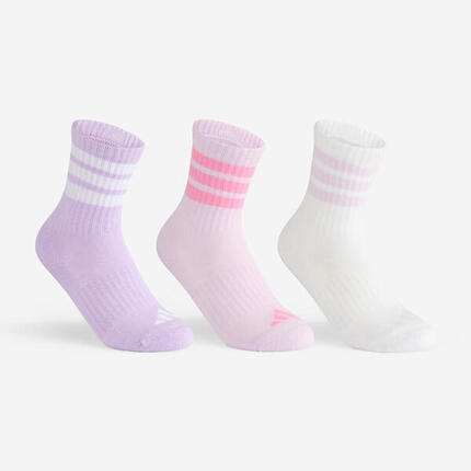 Chaussettes de sport hautes lot de 3 paires enfant, Adidas JR High violet rose