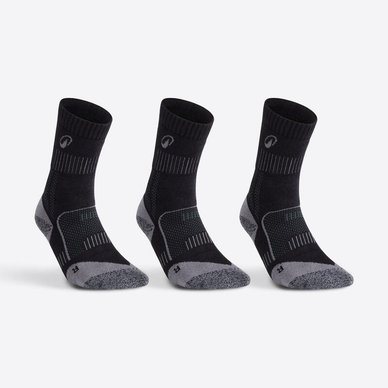 Set 3 Perechi Şosete Lungi Tenis RS900 Negru-Gri Adulți