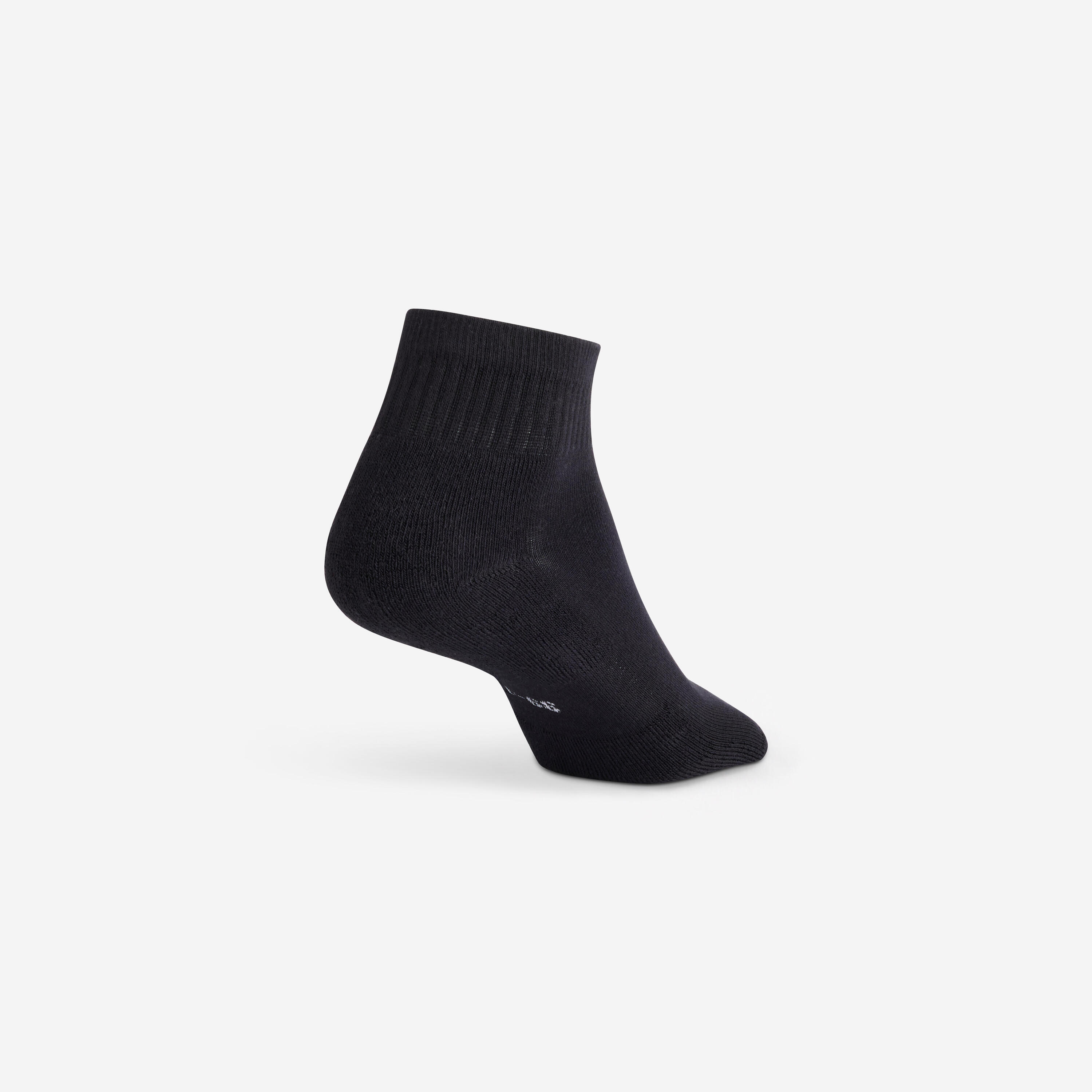 CHAUSSETTES DE TENNIS MI-HAUTES RS 100 NOIR LOT DE 3 4/5