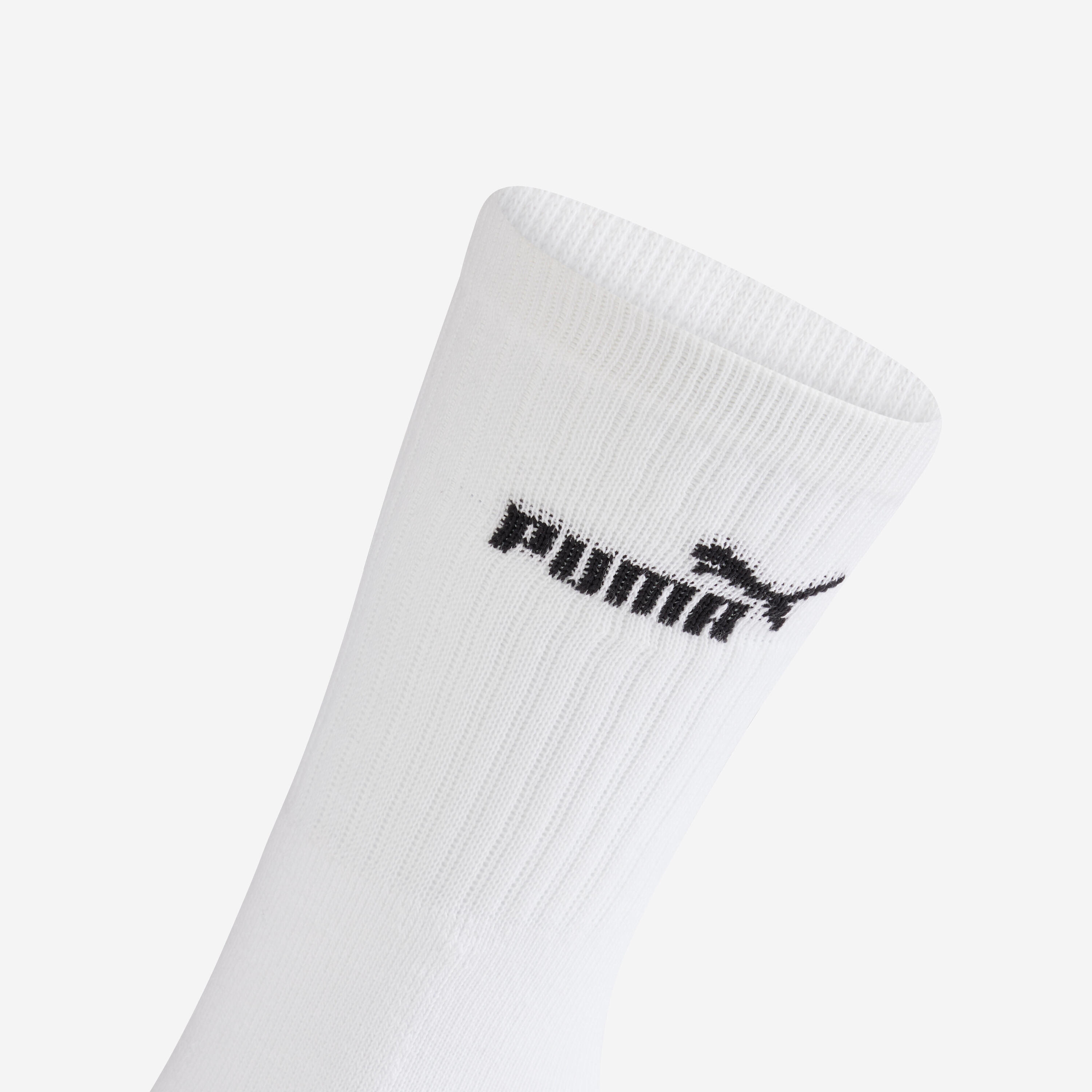 Chaussettes de sport hautes lot de 3 paires enfant, Puma JR high blanc gris noir 3/5