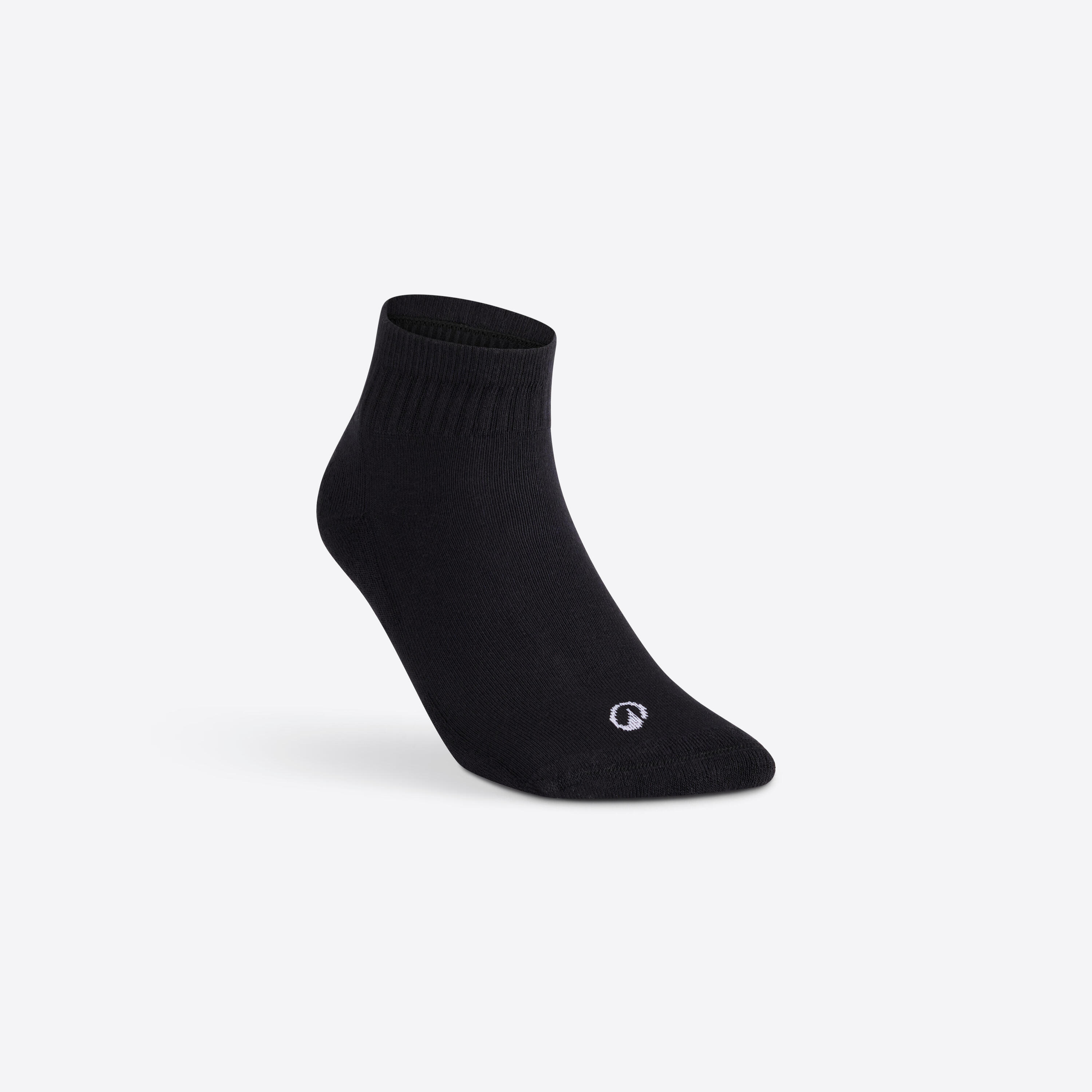 CHAUSSETTES DE TENNIS MI-HAUTES RS 100 NOIR LOT DE 3 2/5