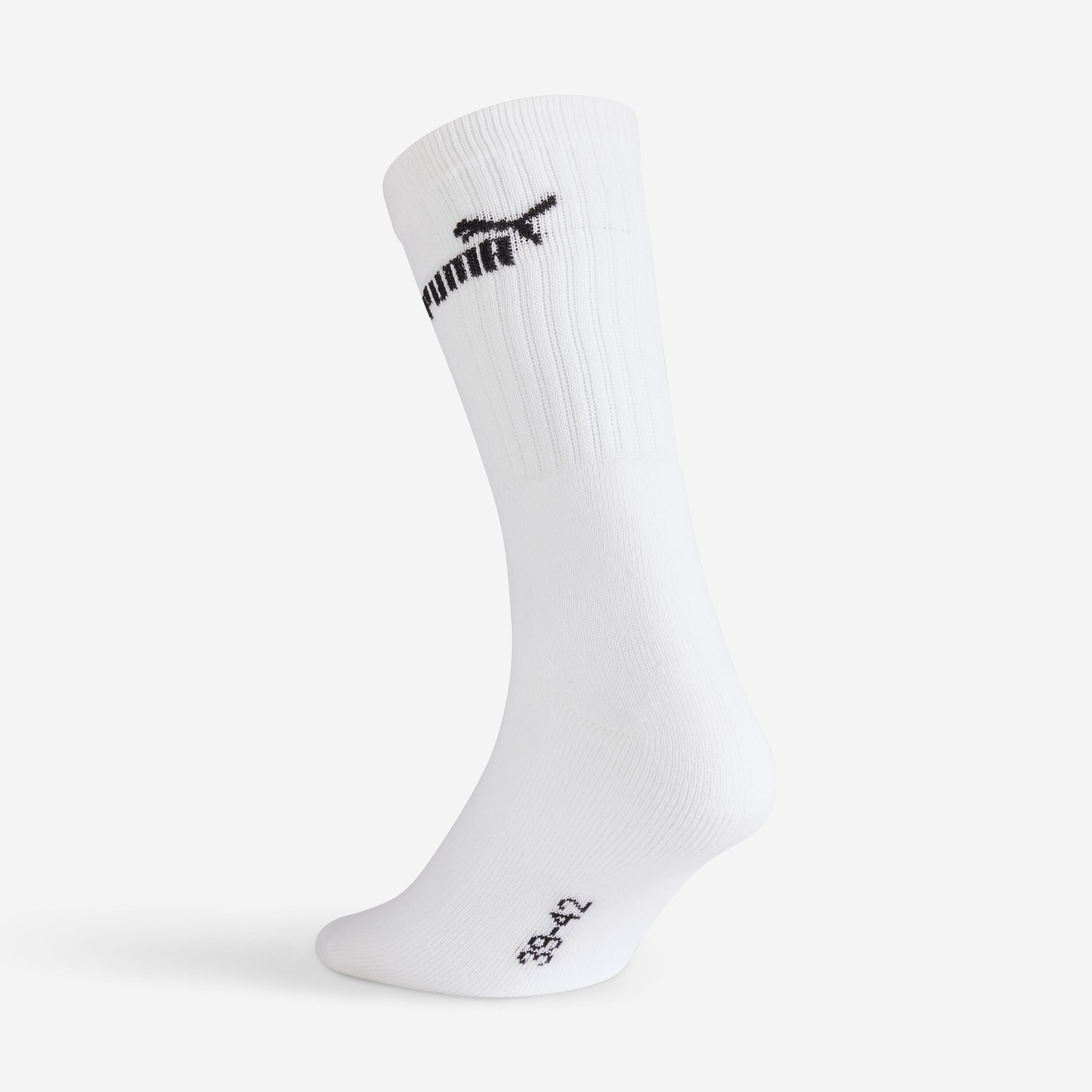 Chaussettes de sport hautes lot de 3 paires enfant, Puma JR high blanc gris noir 5/5