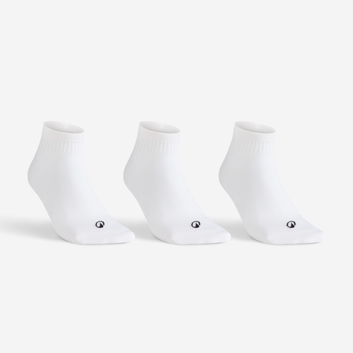 CHAUSSETTES DE TENNIS MI-HAUTES RS 100 BLANCHE LOT DE 3