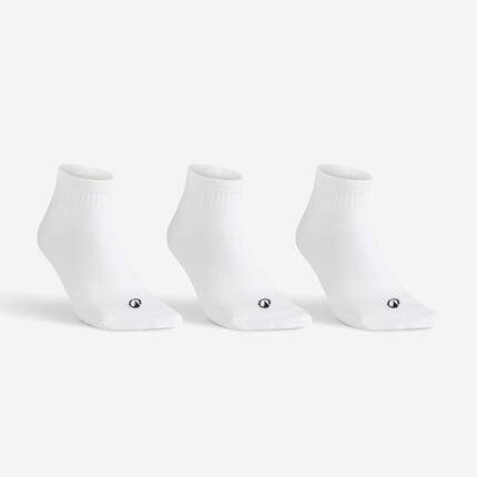 CHAUSSETTES DE TENNIS MI-HAUTES RS 100 NOIR LOT DE 3