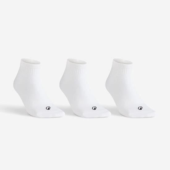 CHAUSSETTES DE TENNIS MI-HAUTES RS 100 BLANCHE LOT DE 3