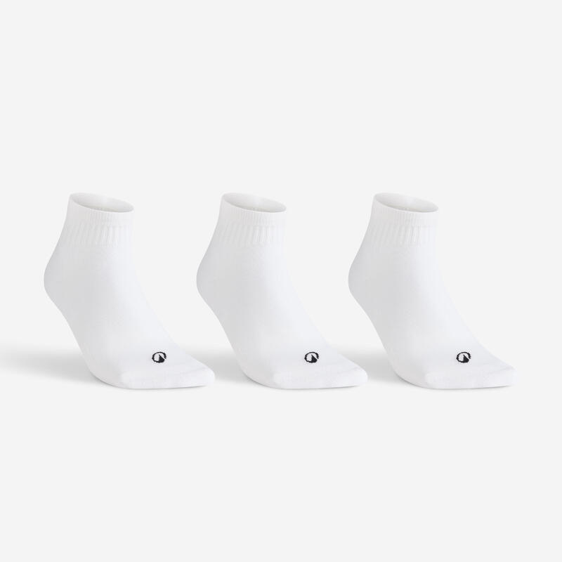 Set 3 Perechi Șosete Mid Tenis RS100 Negru Adulți