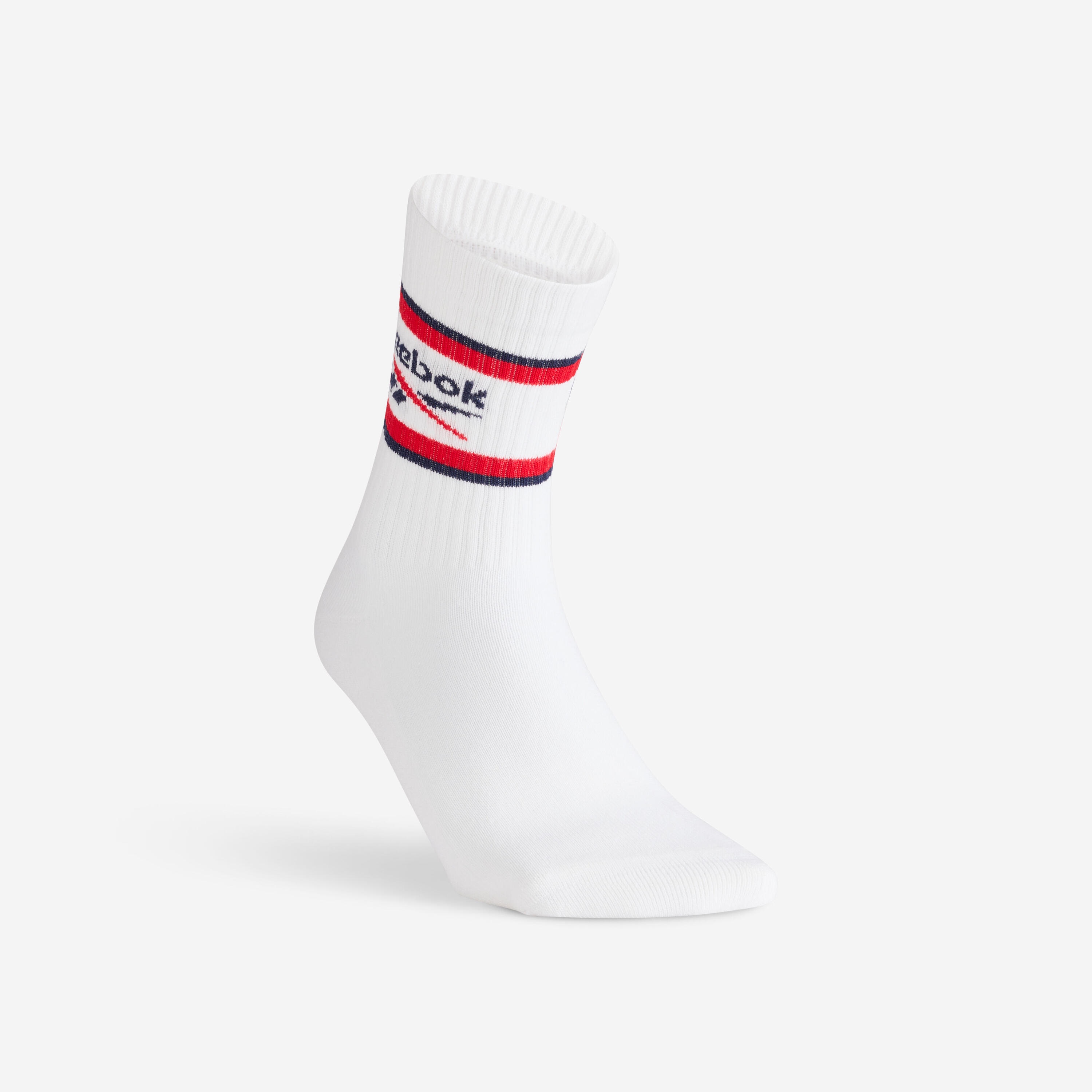 Hohe Sportsocken, 3er-Pack für Erwachsene, Reebok, weiss mit Muster 2/5