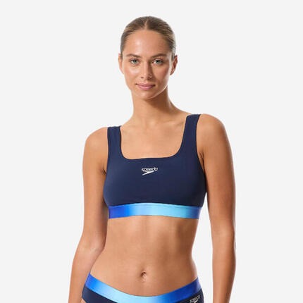 Haut de maillot brassière natation femme, bleu