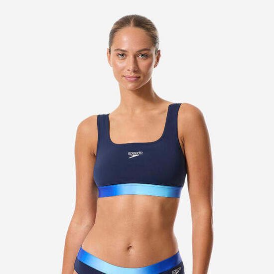 Haut de maillot brassière natation femme, bleu