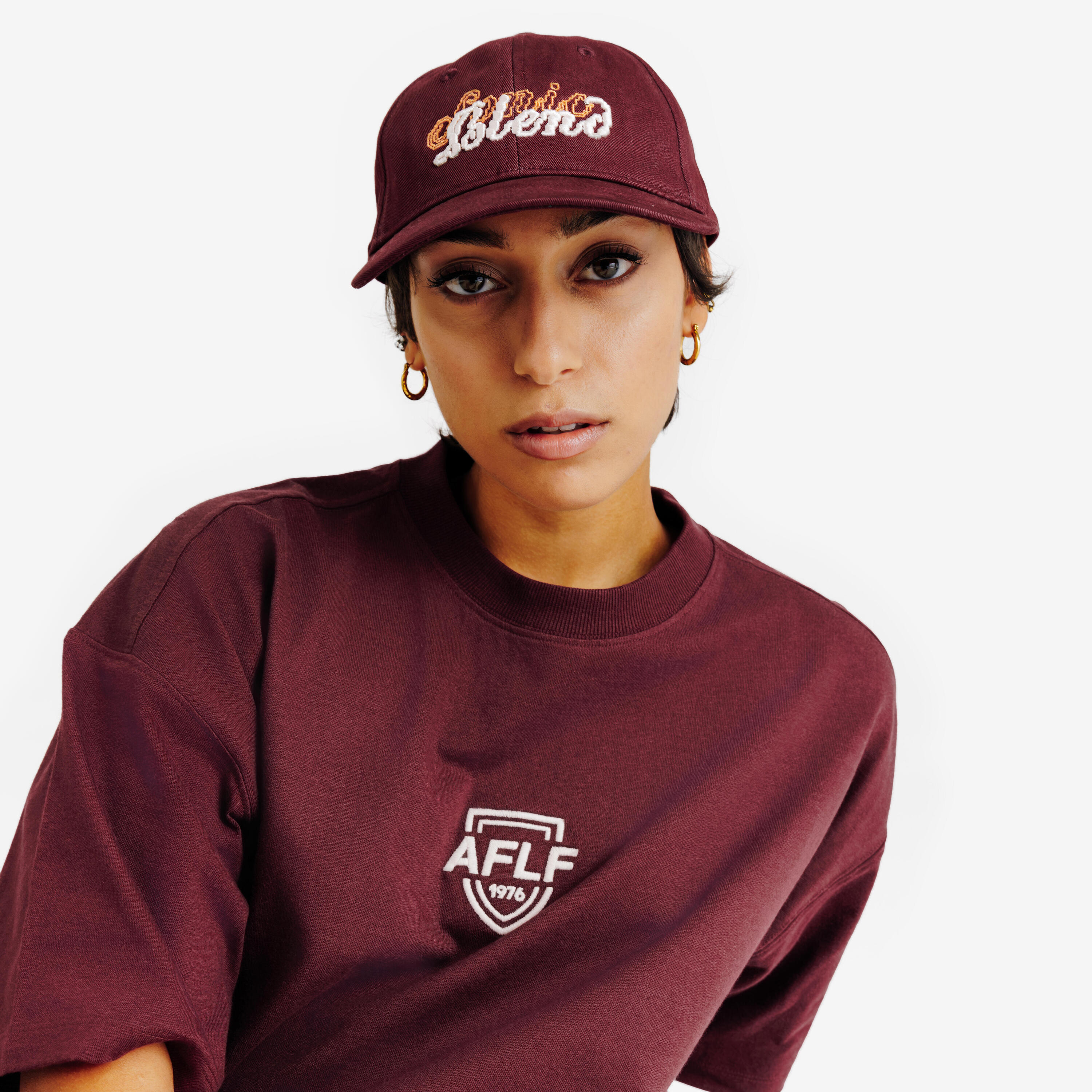 T-shirt crop graphique femme, Heritage, bordeaux 3/6