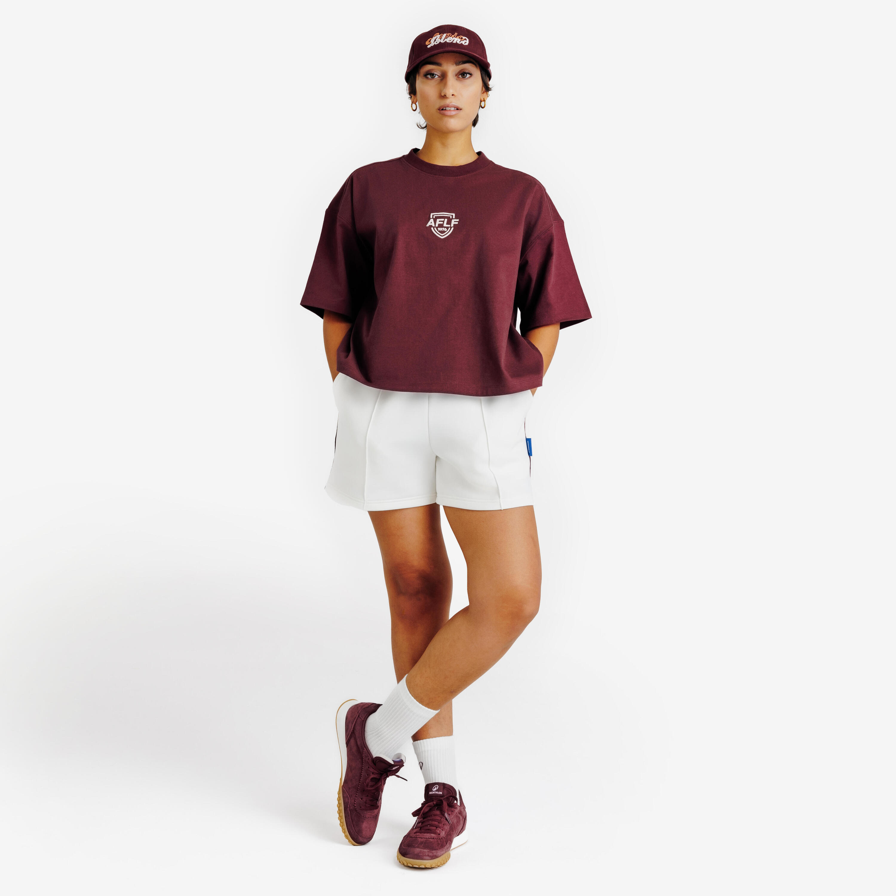 T-shirt crop graphique femme, Heritage, bordeaux 2/6