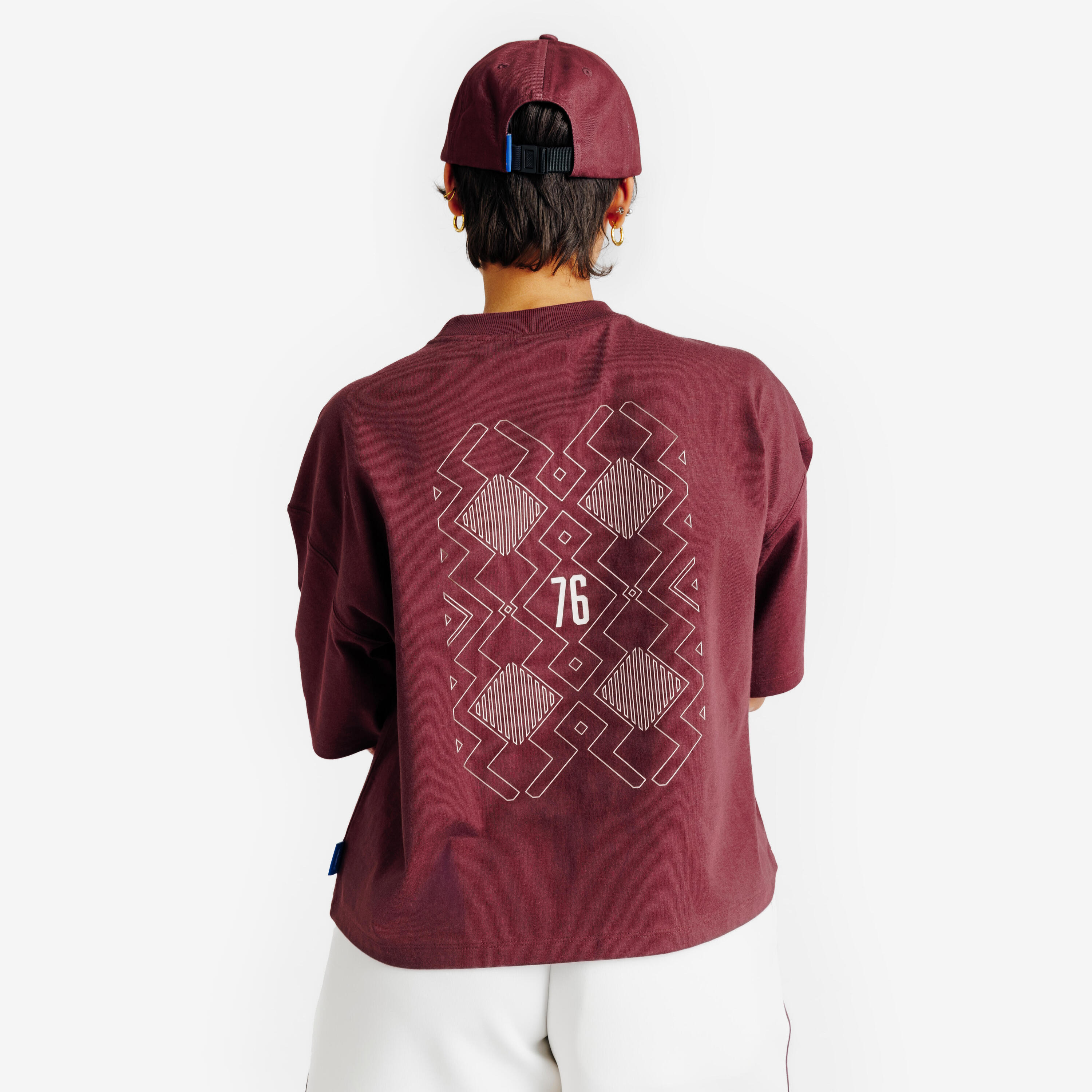 T-shirt crop graphique femme, Heritage, bordeaux 4/6