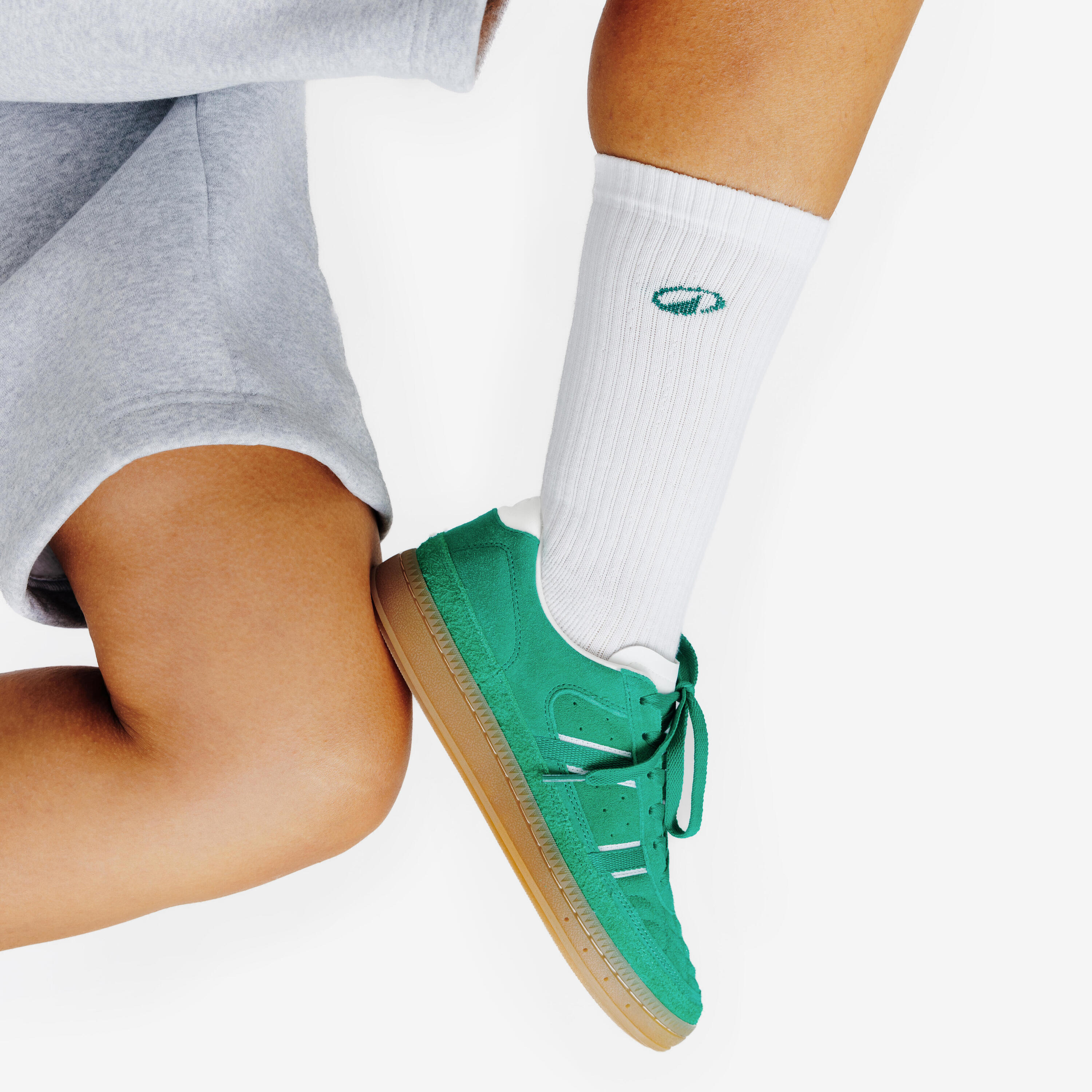 Chaussettes mi-mollet, Elementals, vert gris et blanc, lot de 3 5/5