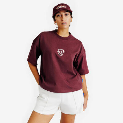 Cropped t-shirt heritage dames met print bordeaux