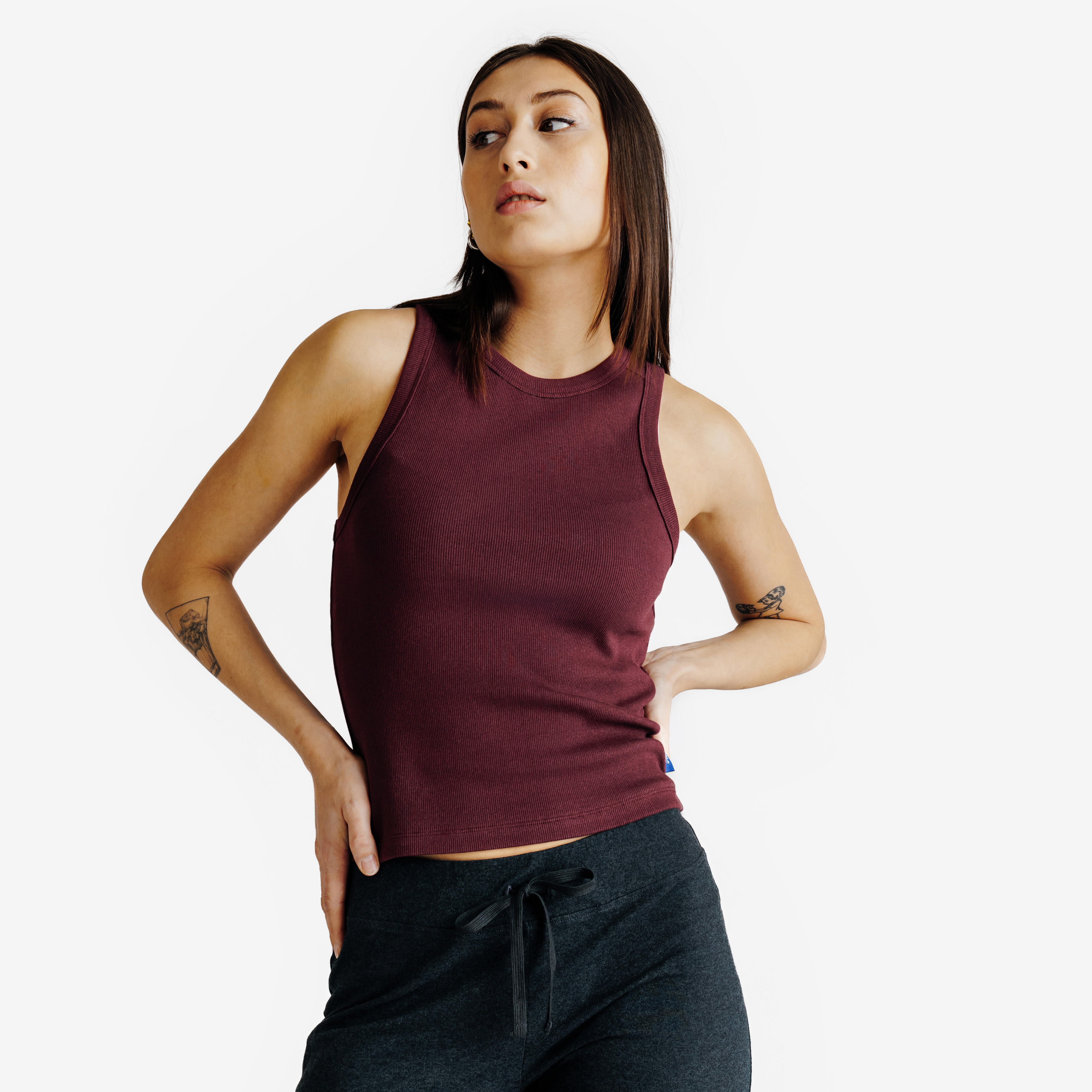 DECATHLON Dámske rebrované tielko Elementals bordové XS